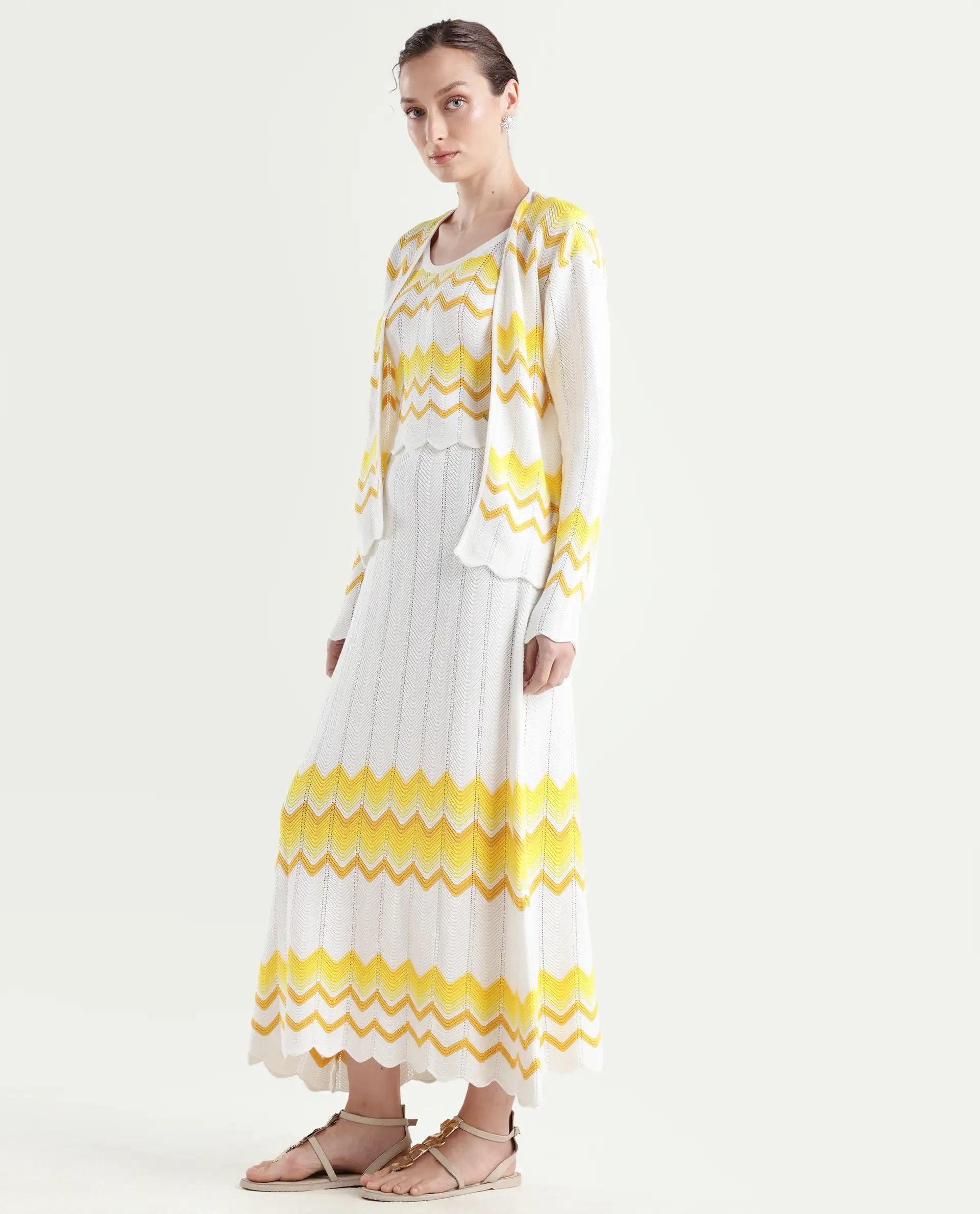 Rareism Women's Nupstir-B Yellow Cotton Color Block Maxi Straight Fit Skirt - Image 5
