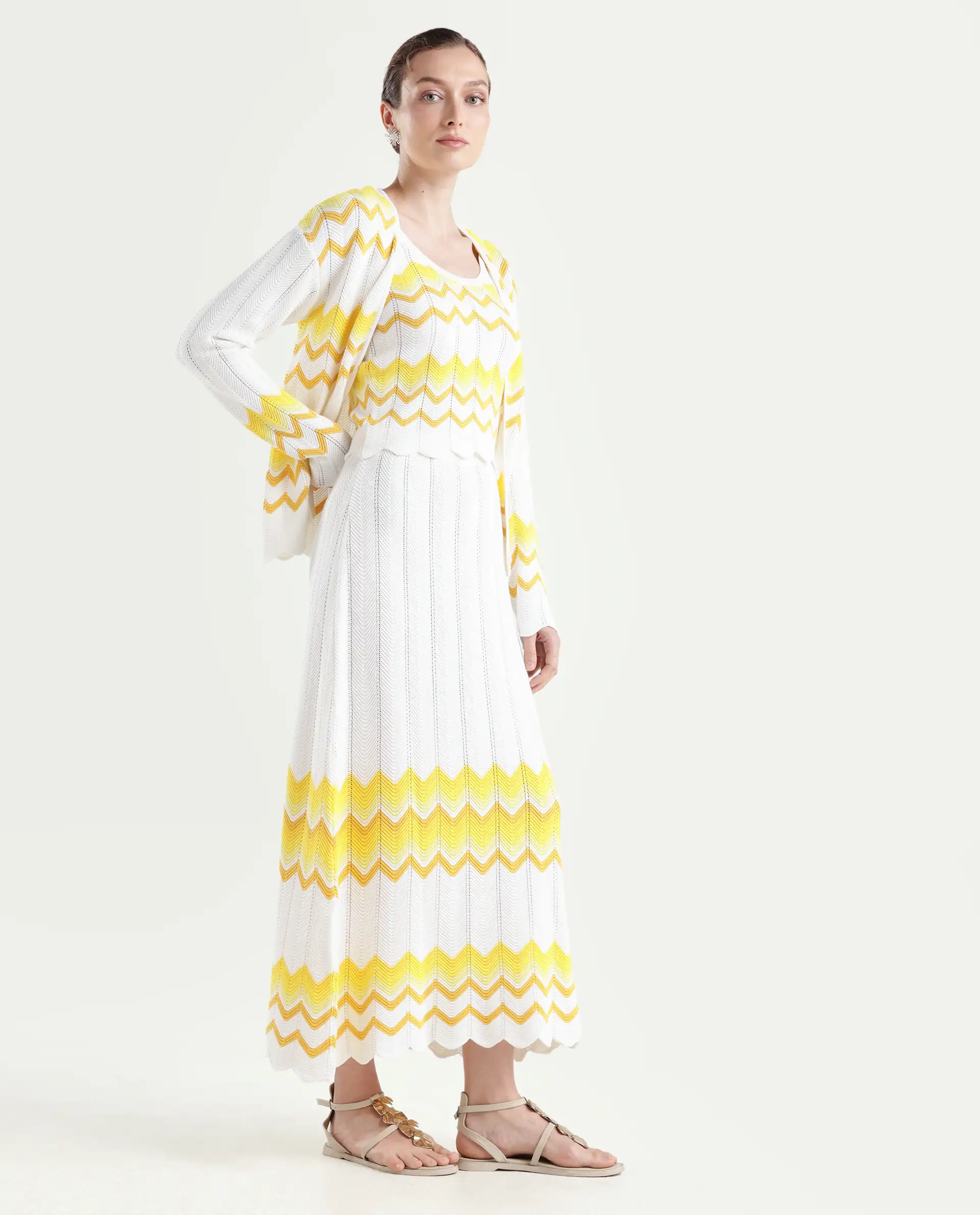 Rareism Women's Nupstir-B Yellow Cotton Color Block Maxi Straight Fit Skirt - Image 6