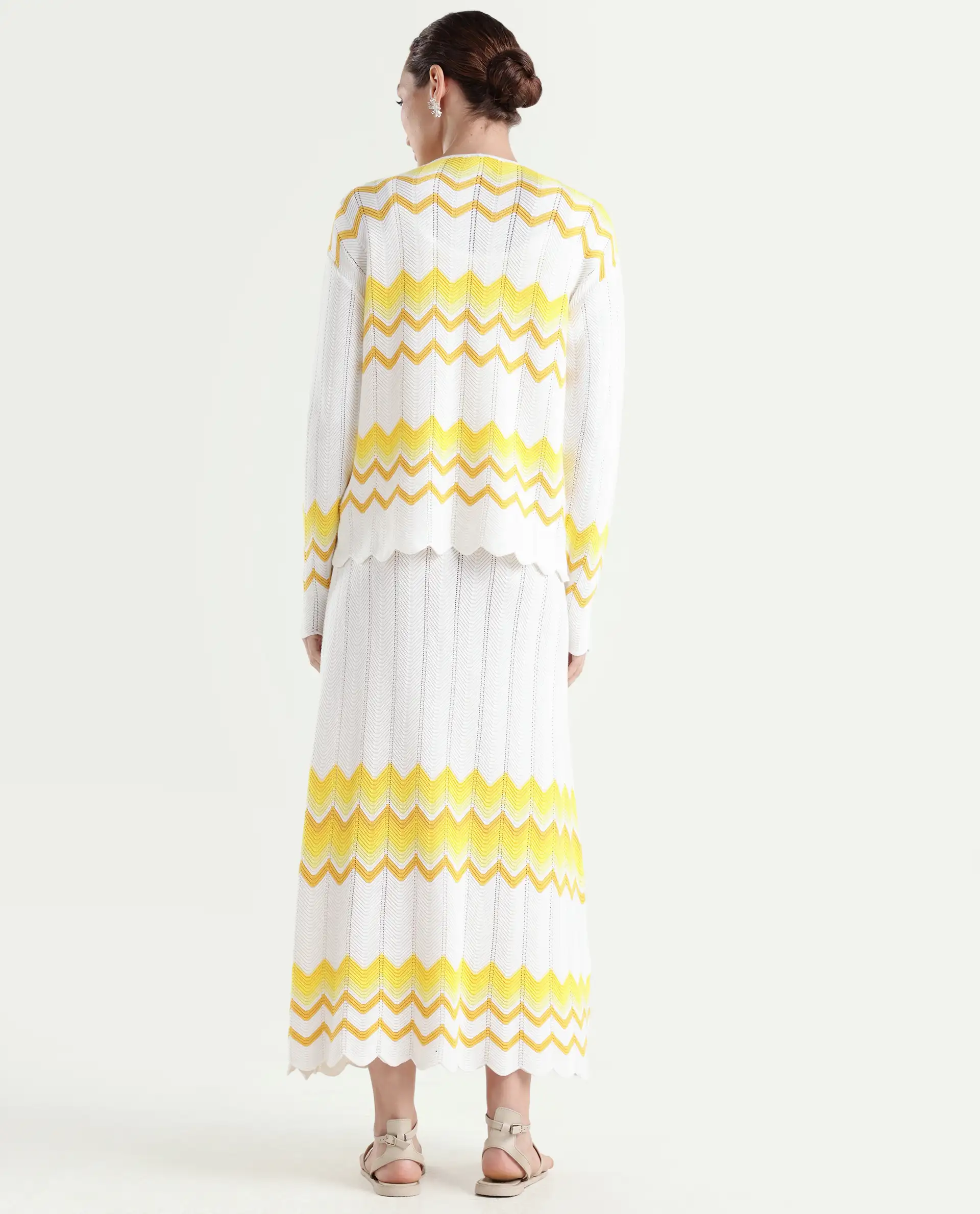 Rareism Women's Nupstir-B Yellow Cotton Color Block Maxi Straight Fit Skirt - Image 7