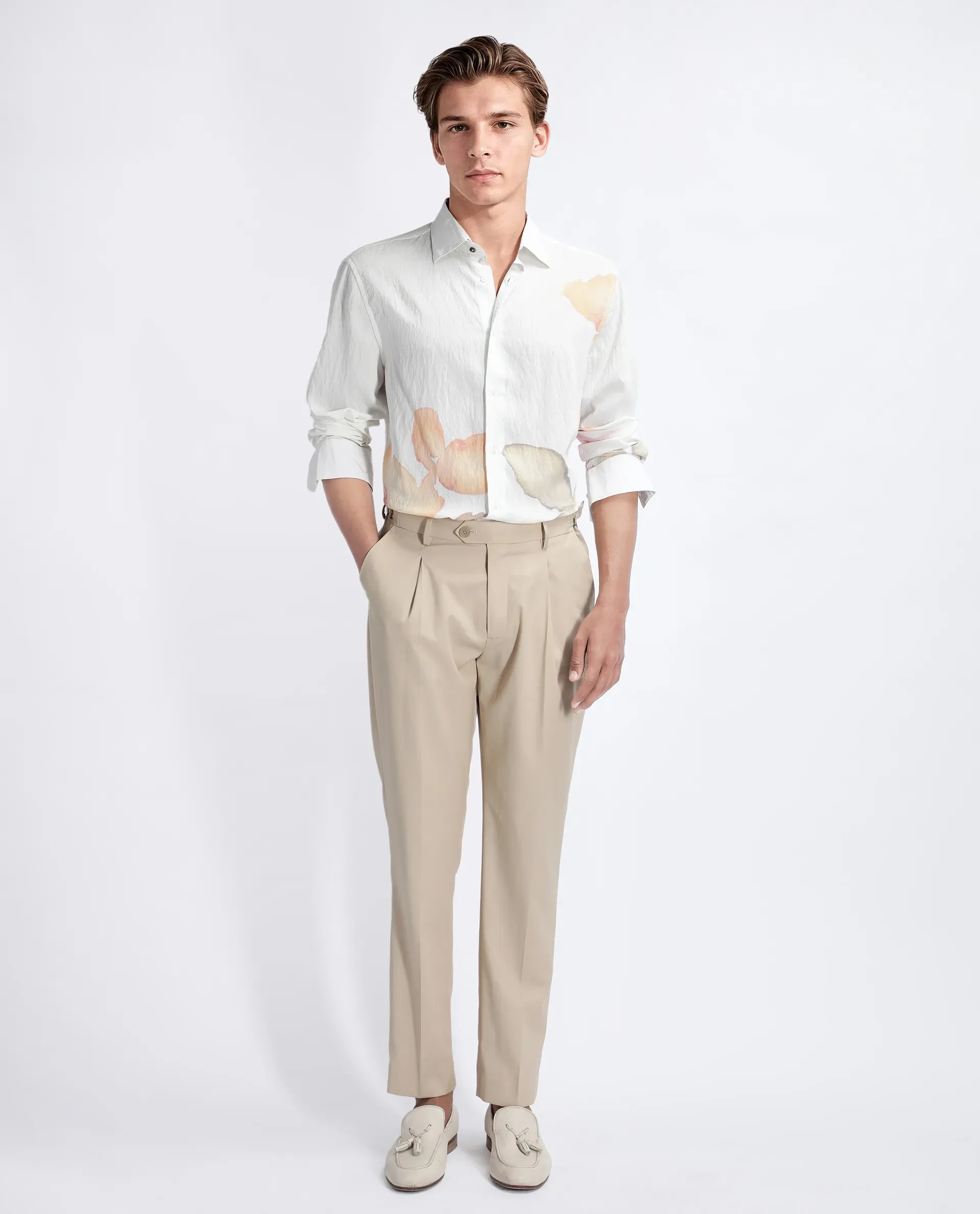 Rare Rabbit Men's Nura White Viscose Floral Print Regular Fit Full Sleeve Collared Shirt - Image 4