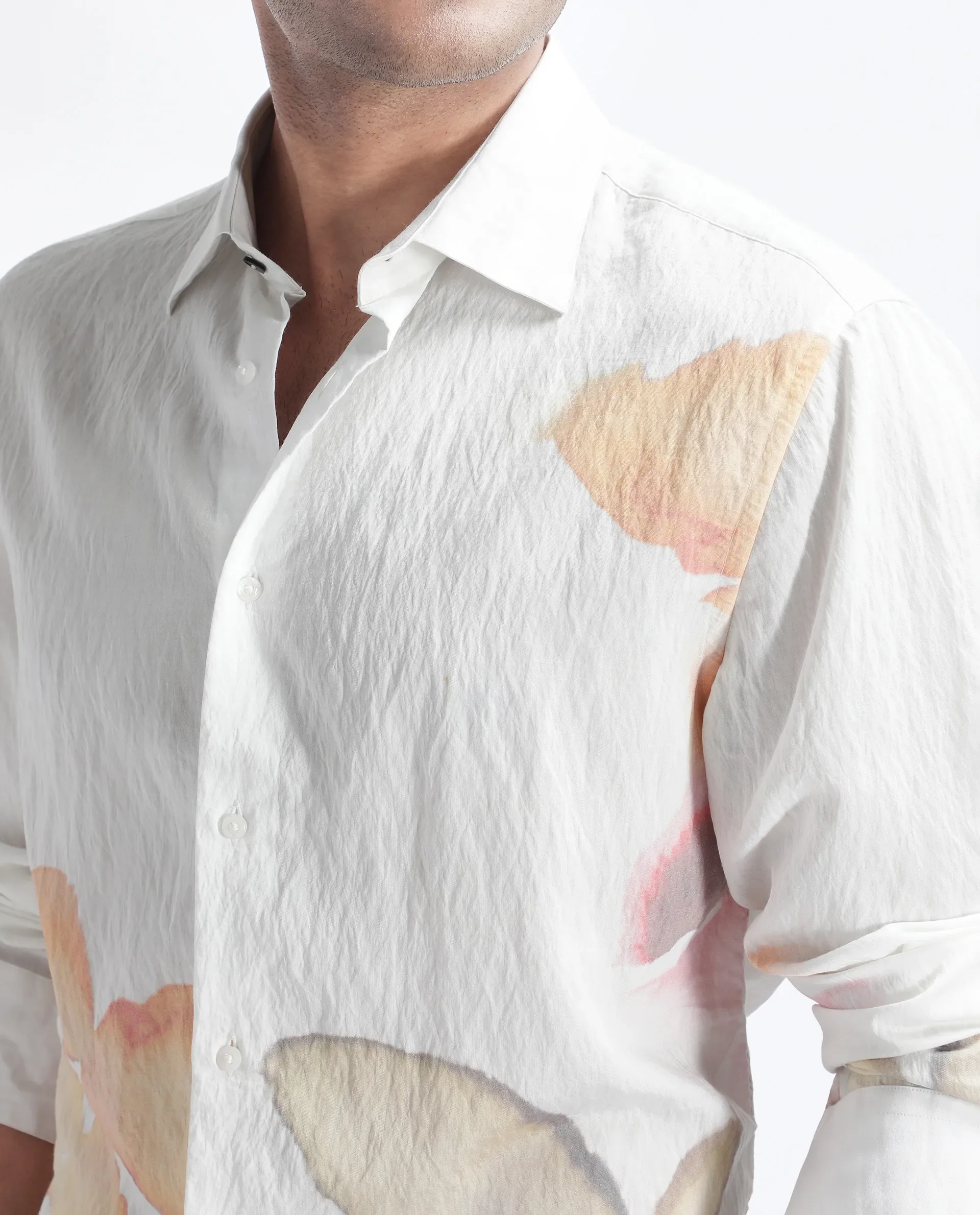 Rare Rabbit Men's Nura White Viscose Floral Print Regular Fit Full Sleeve Collared Shirt - Image 6