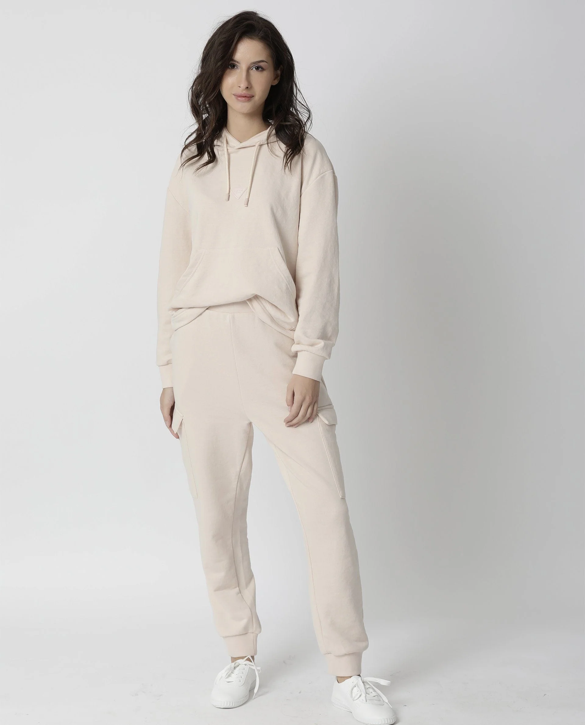 Rareism Women's Nush Beige Cotton Blend Plain Ankle Length Tailored Track Pant - Image 11