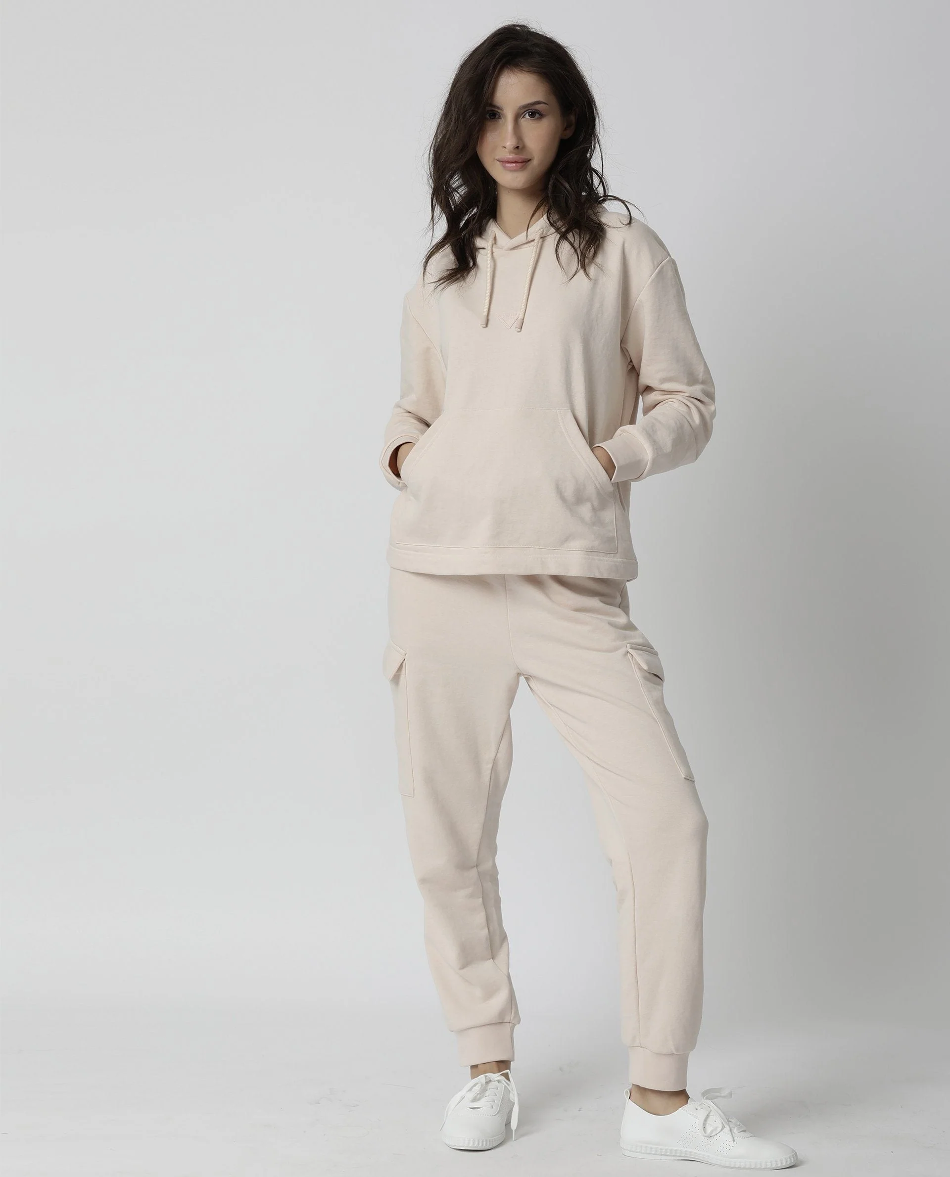 Rareism Women's Nush Beige Cotton Blend Plain Ankle Length Tailored Track Pant - Image 3