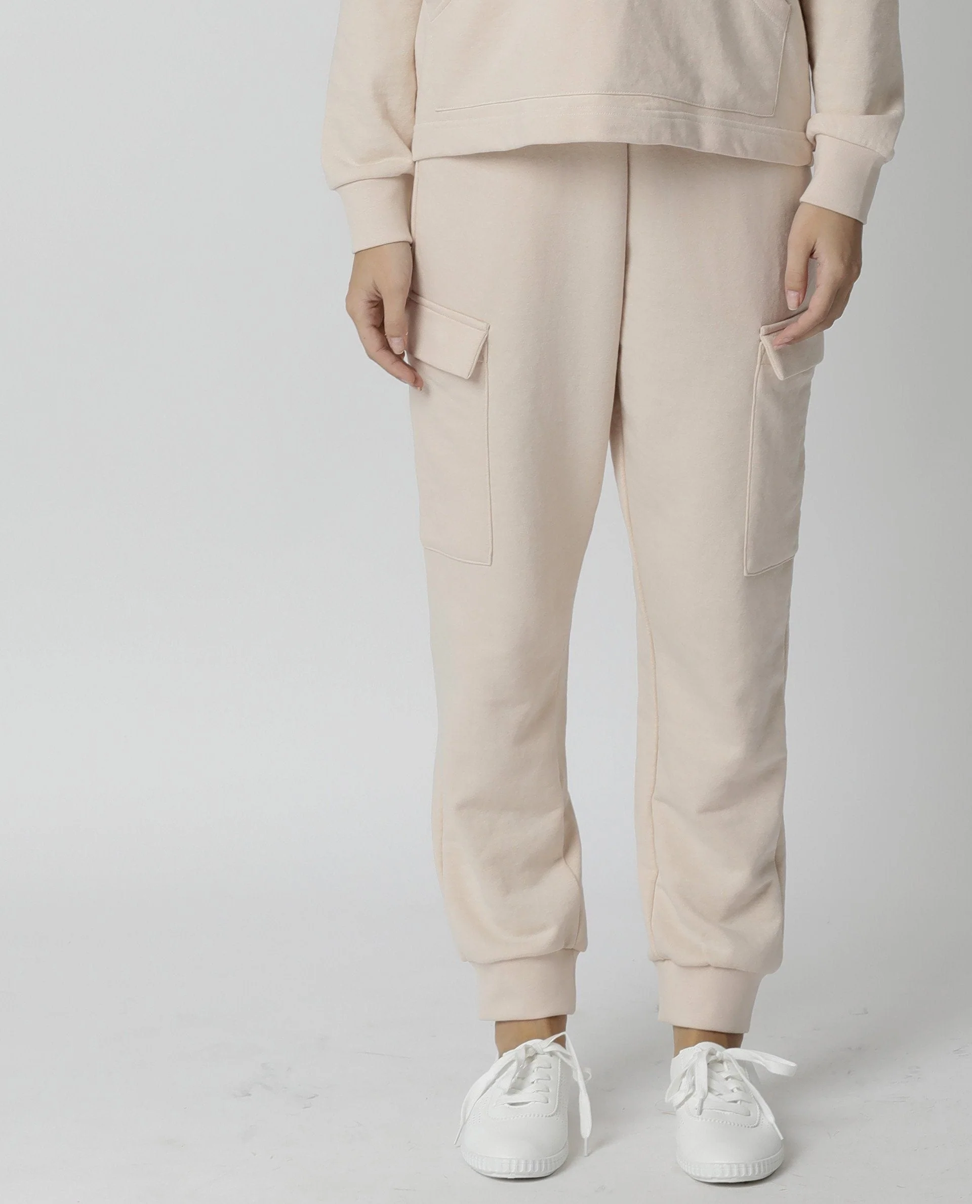 Rareism Women's Nush Beige Cotton Blend Plain Ankle Length Tailored Track Pant - Image 5