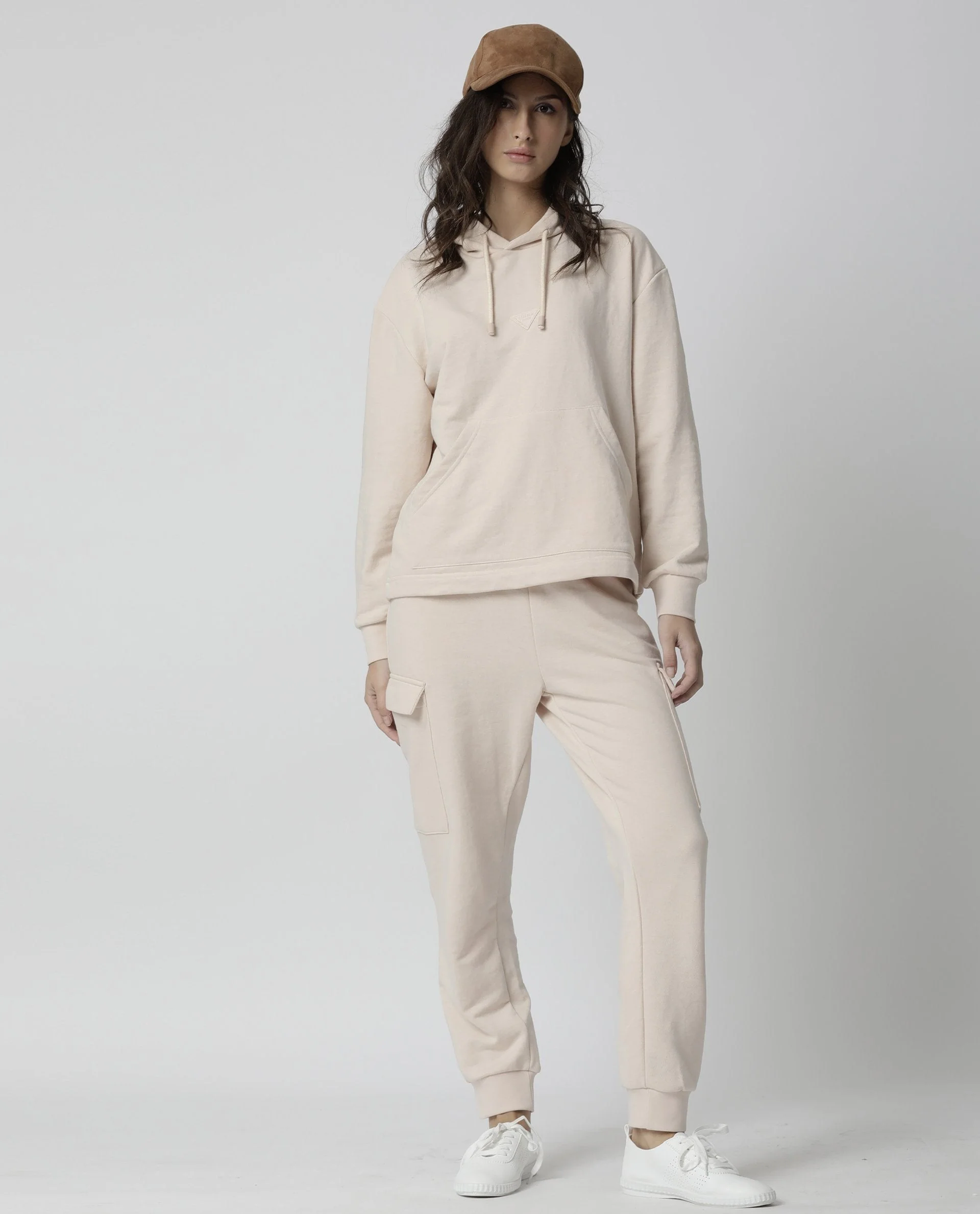 Rareism Women's Nush Beige Cotton Blend Plain Ankle Length Tailored Track Pant - Image 6