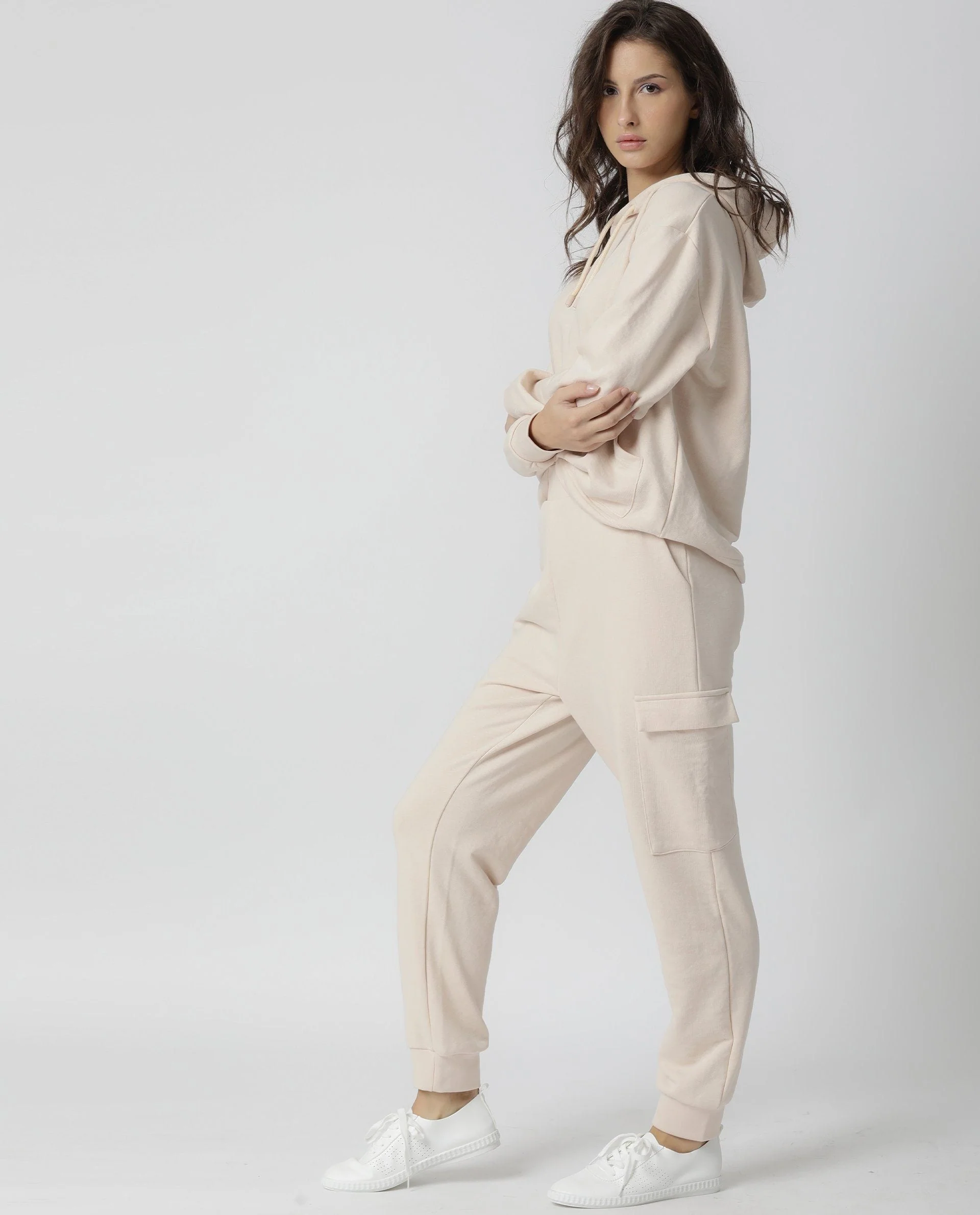 Rareism Women's Nush Beige Cotton Blend Plain Ankle Length Tailored Track Pant - Image 9