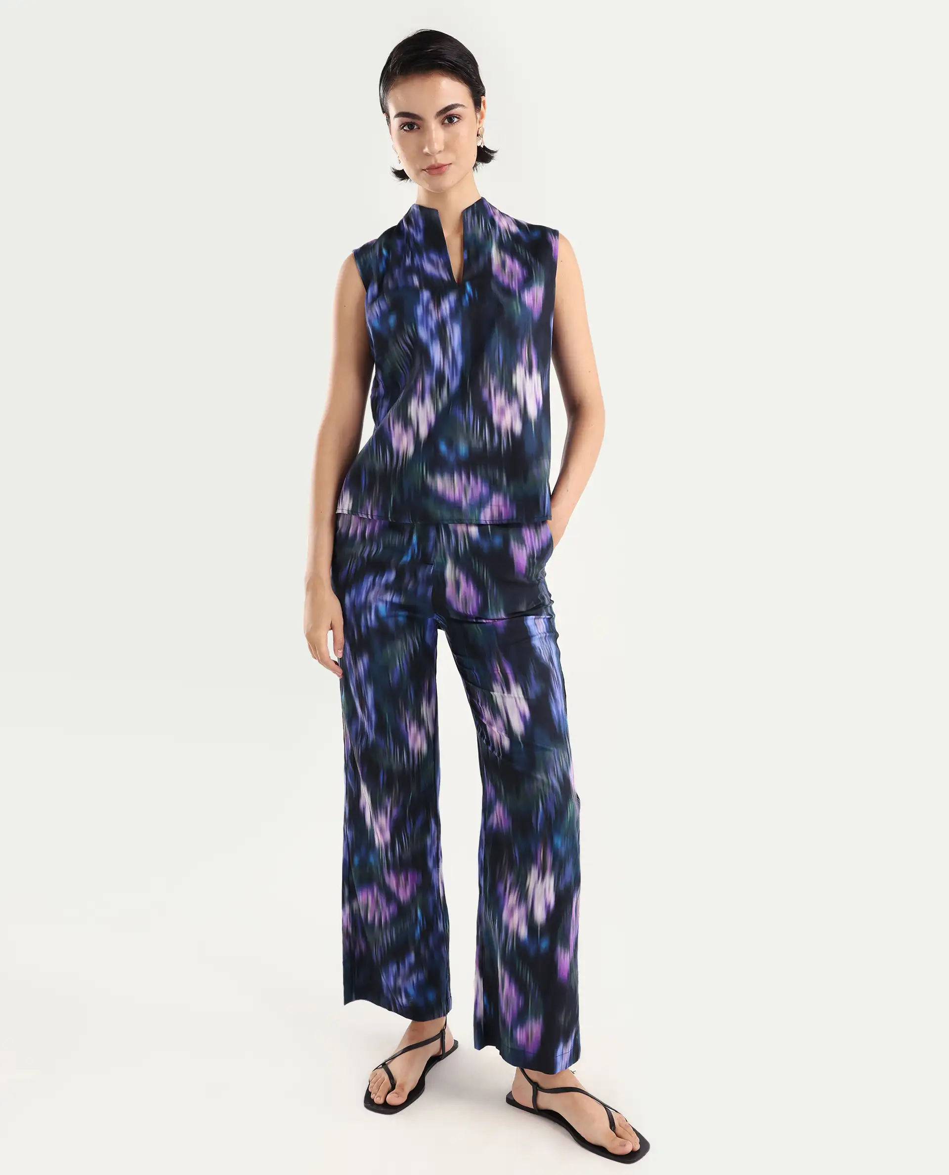 Rareism Women's Nushi B Navy Cotton Straight Fit Trouser - Image 3
