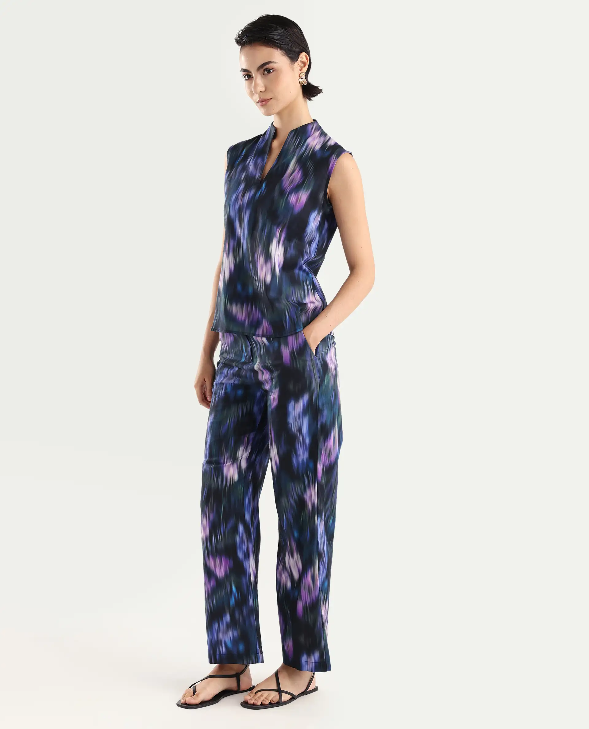 Rareism Women's Nushi B Navy Cotton Straight Fit Trouser - Image 5