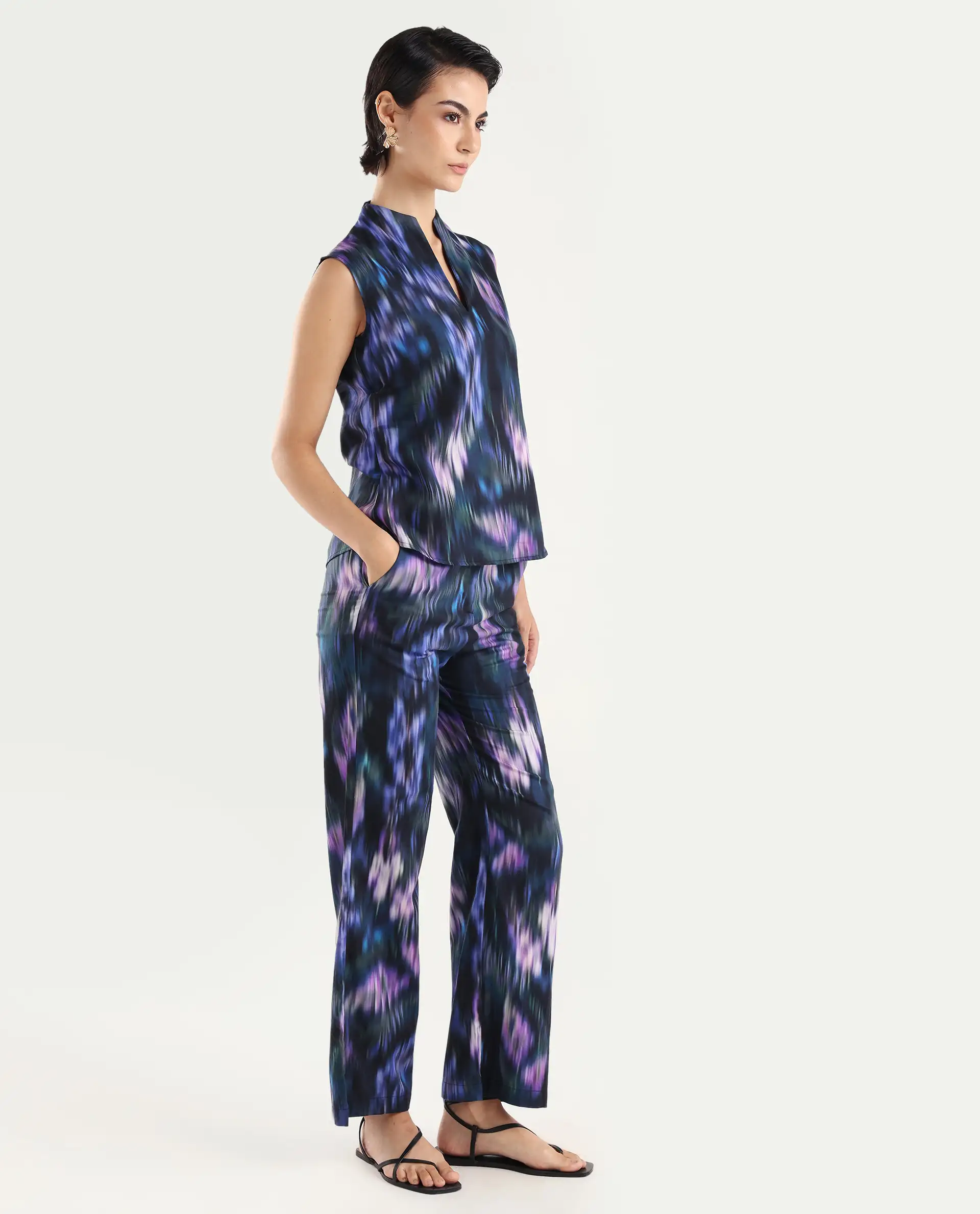 Rareism Women's Nushi B Navy Cotton Straight Fit Trouser - Image 6