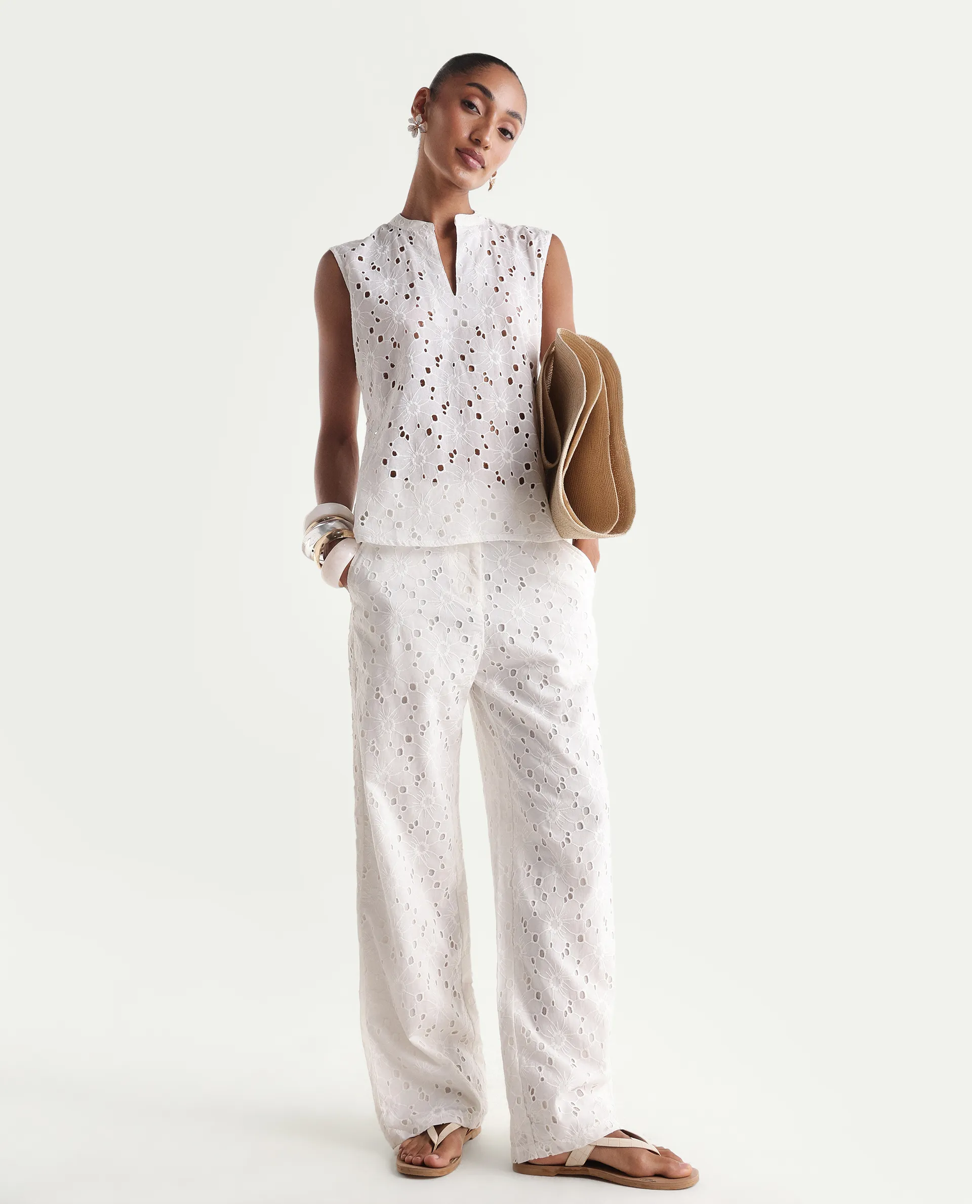 Rareism Women's Nuton-B White Cotton Plain Regular Fit Trouser - Image 3