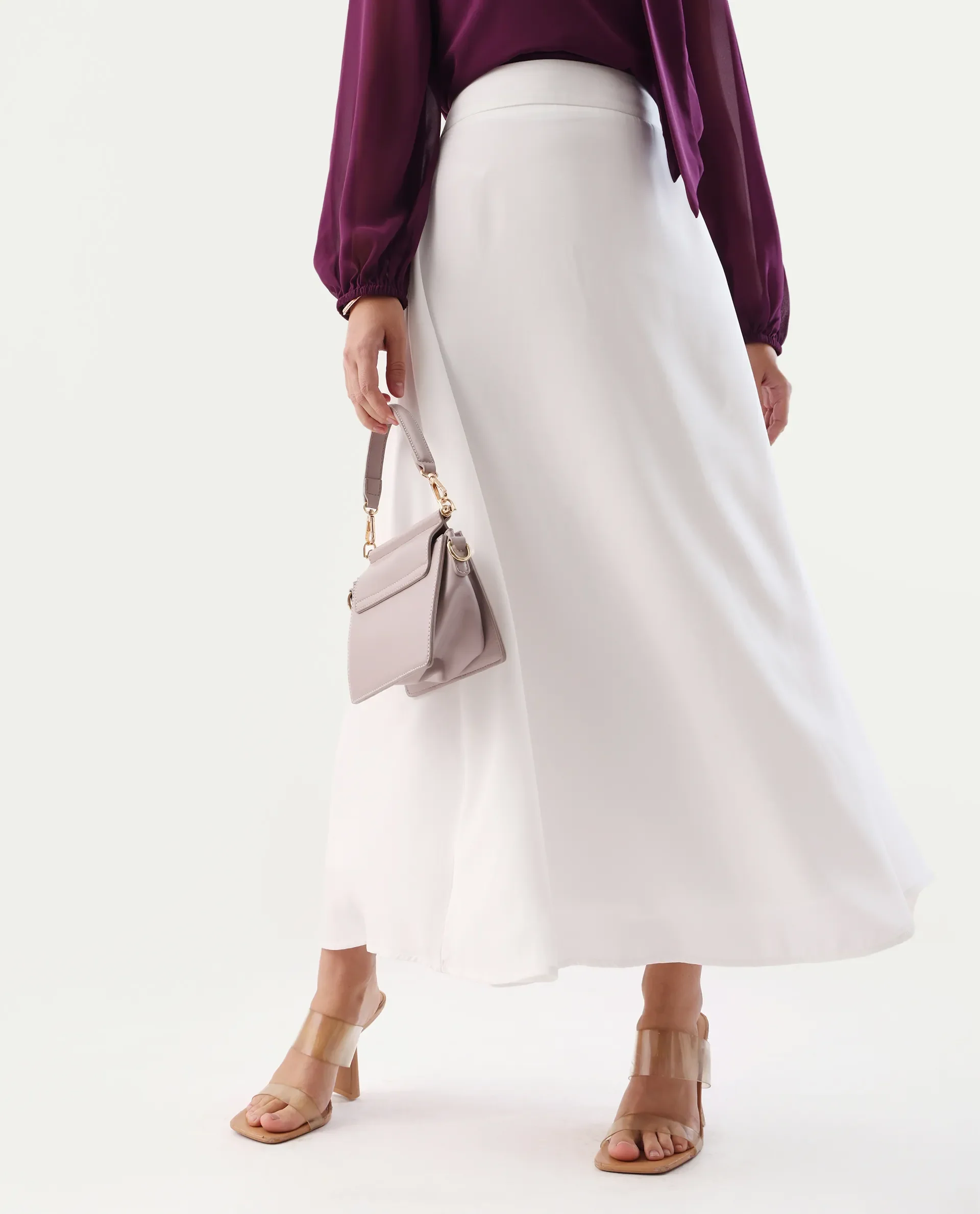 Rareism Women's Nuva B Off White Polyester A-Line Skirt - Image 2