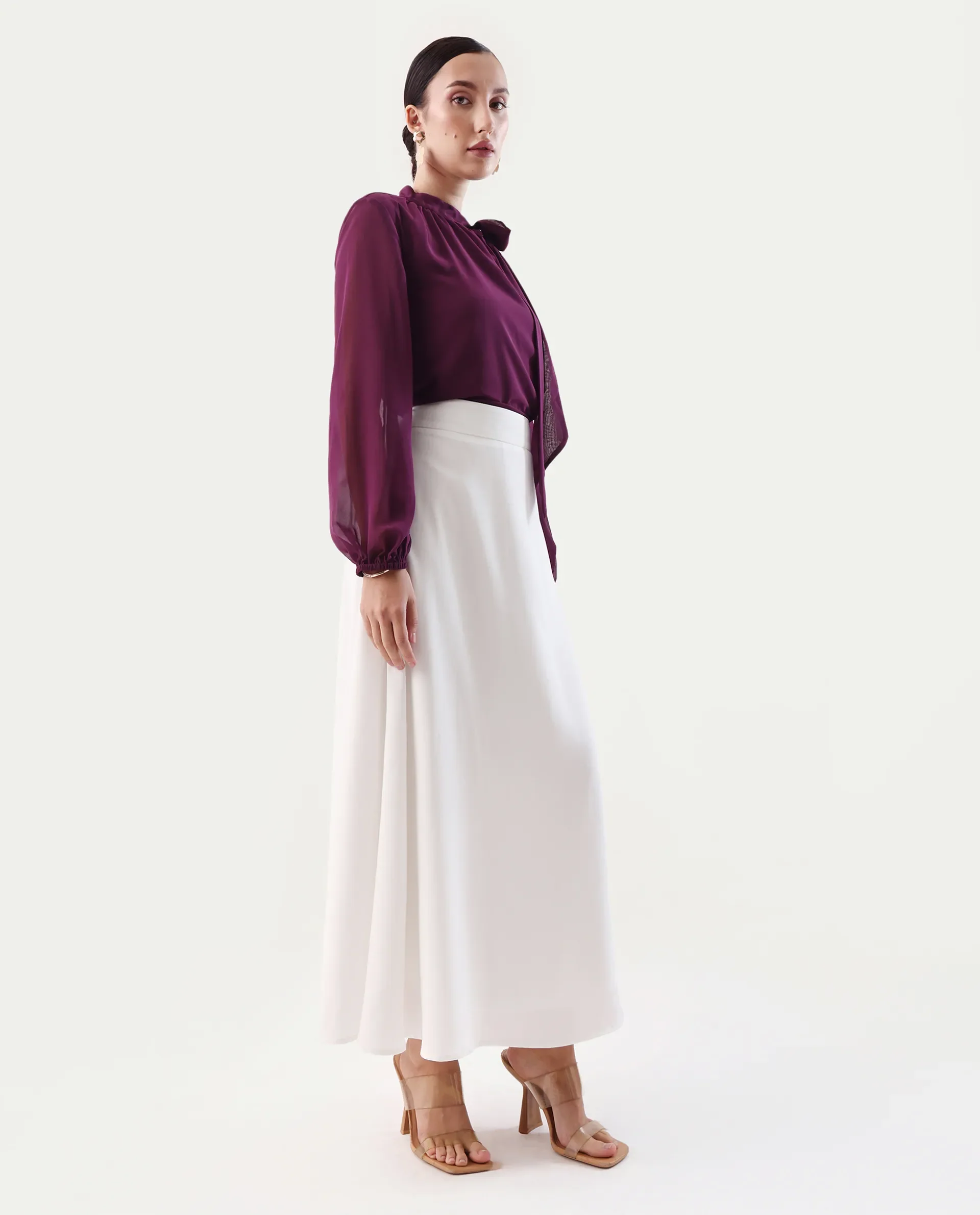 Rareism Women's Nuva B Off White Polyester A-Line Skirt - Image 6