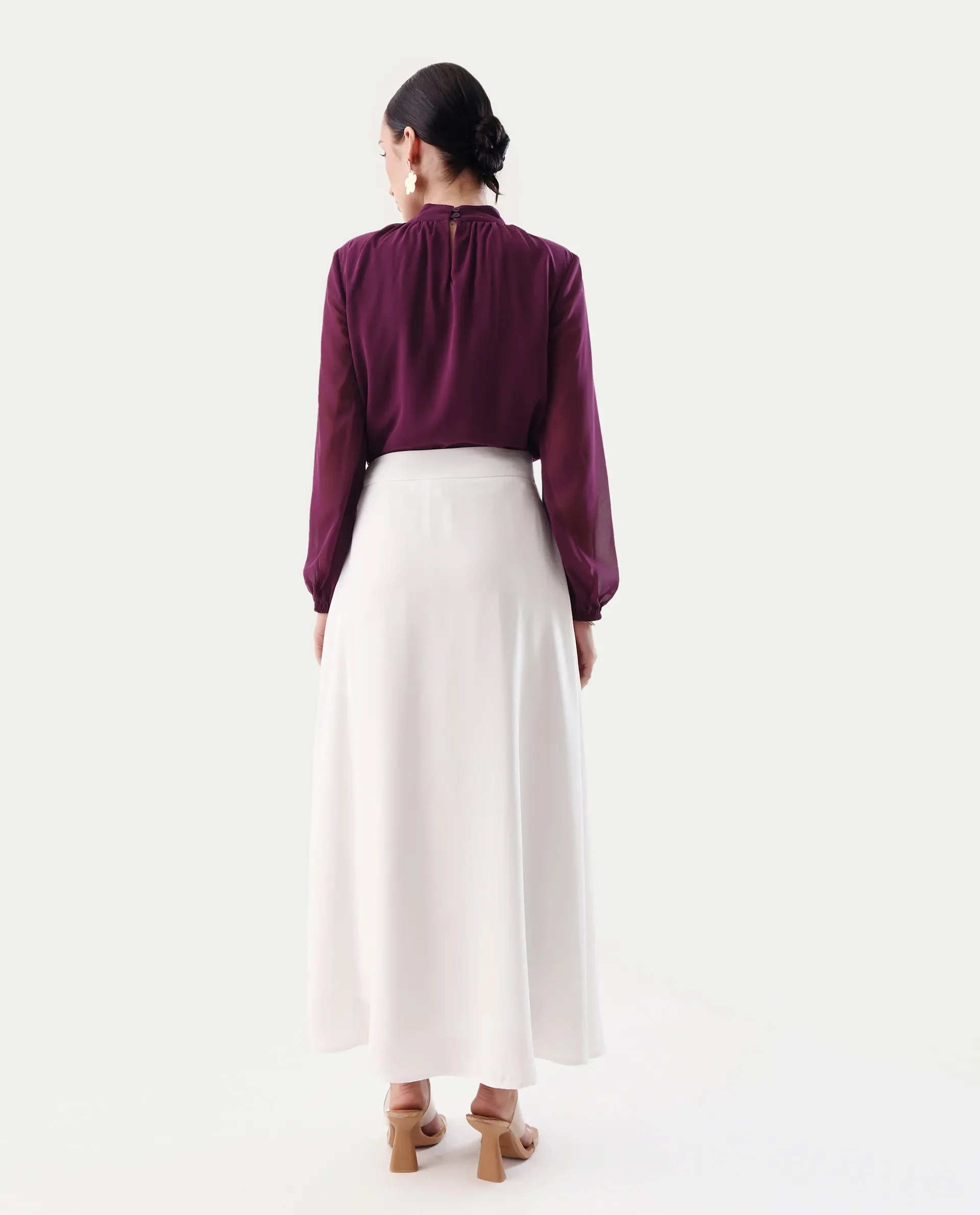 Rareism Women's Nuva B Off White Polyester A-Line Skirt - Image 7