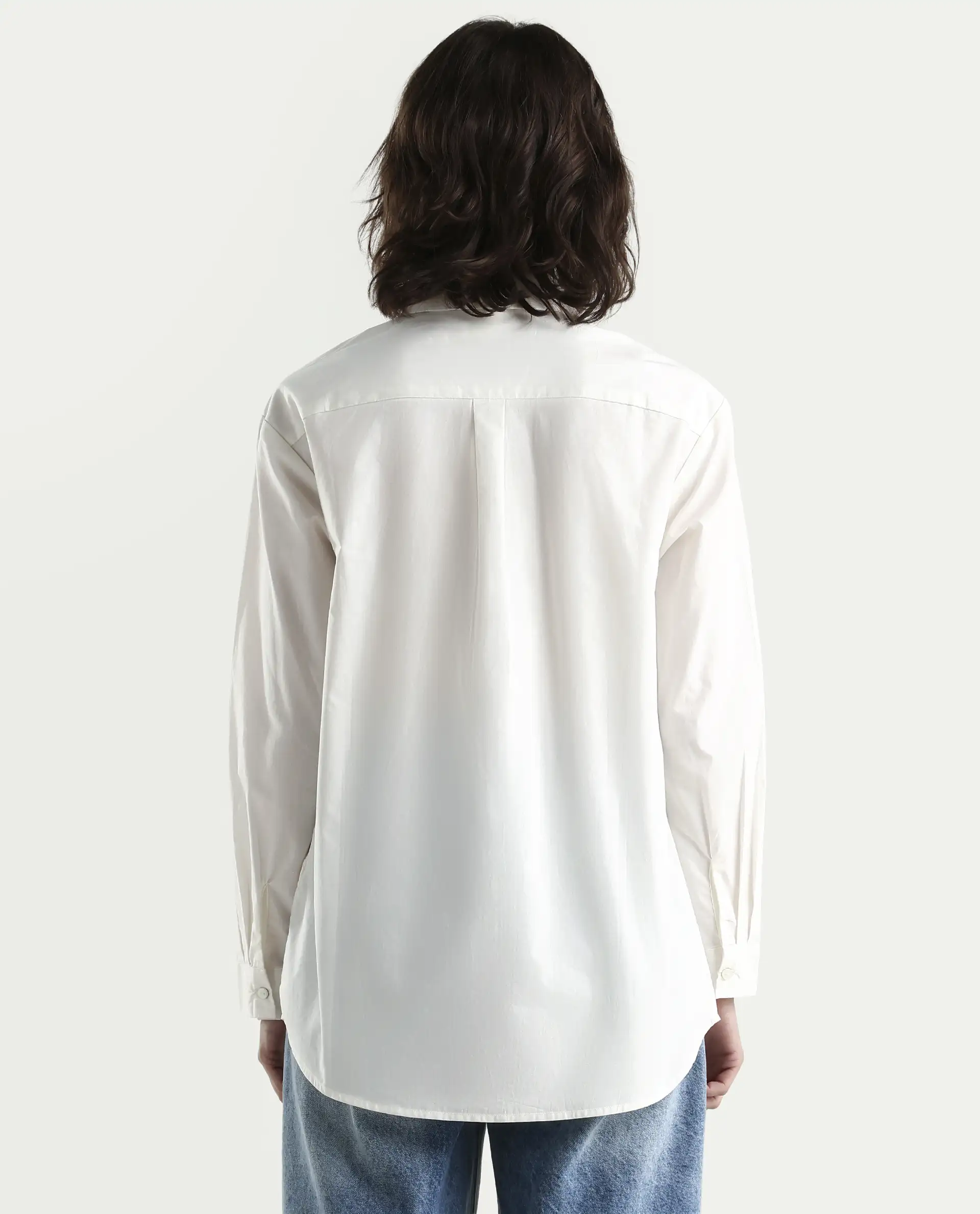 Rareism Women's Nuvem Off White Cotton Spread Collar Plain Cuffed Sleeve Regular Fit Shirt - Image 7