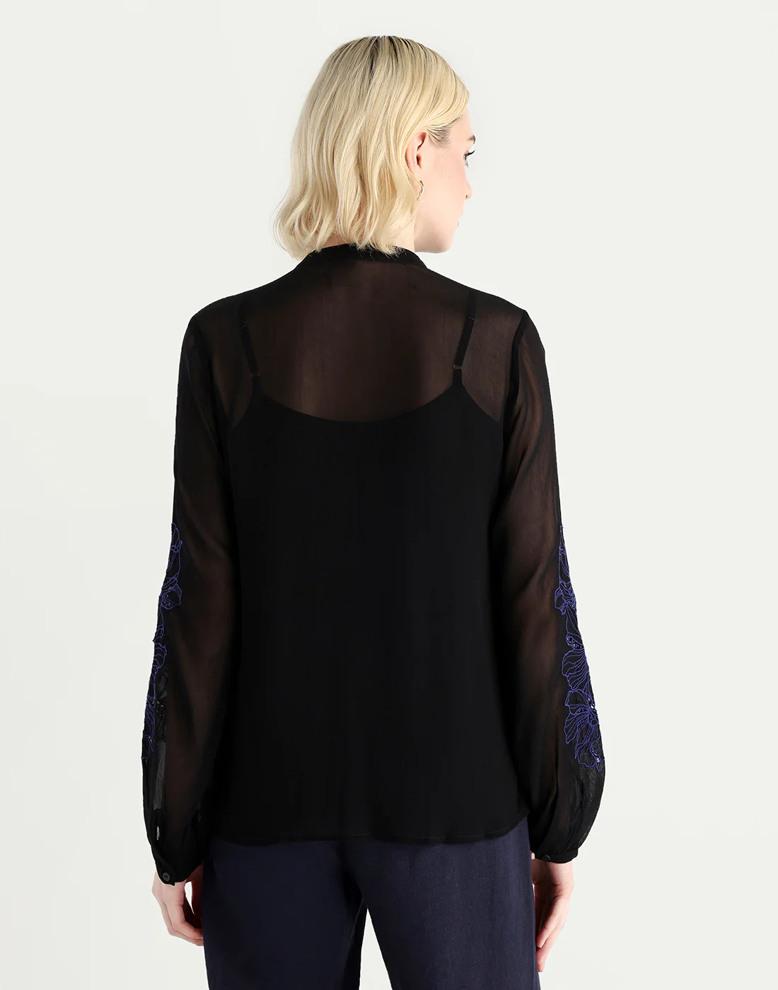 Rareism Women's Nux Black Viscose Full Sleeve Mandarin Collar Regular Fit Top - Image 9
