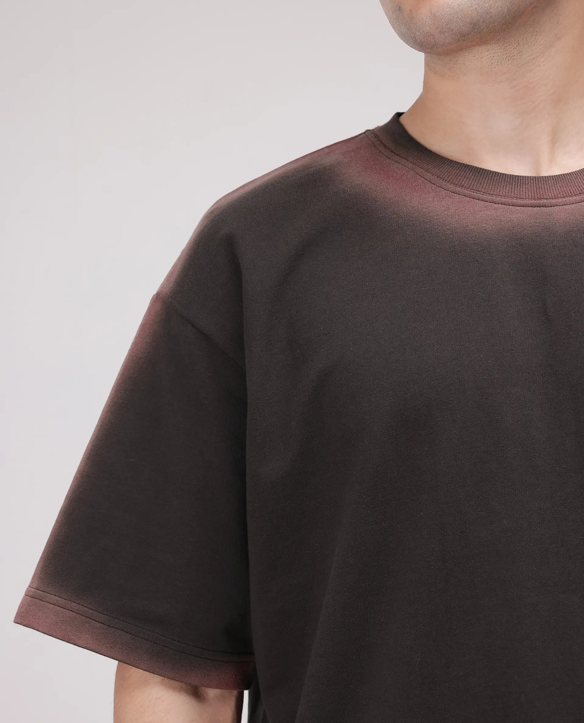 Rare Rabbit Men's Oako Dark Brown Cotton Hd Print Oversized Fit Half Sleeve Crew Neck T-Shirt - Image 4
