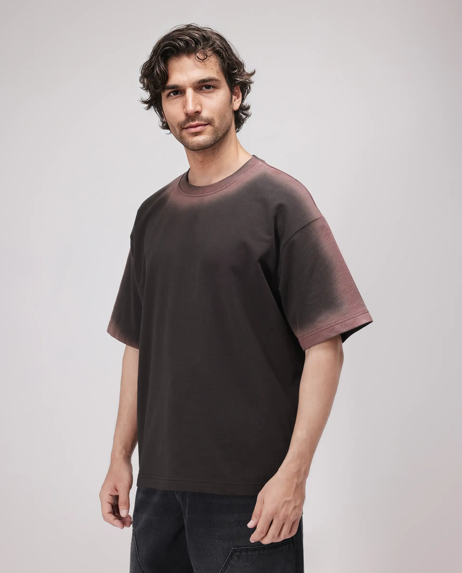 Rare Rabbit Men's Oako Dark Brown Cotton Hd Print Oversized Fit Half Sleeve Crew Neck T-Shirt - Image 6