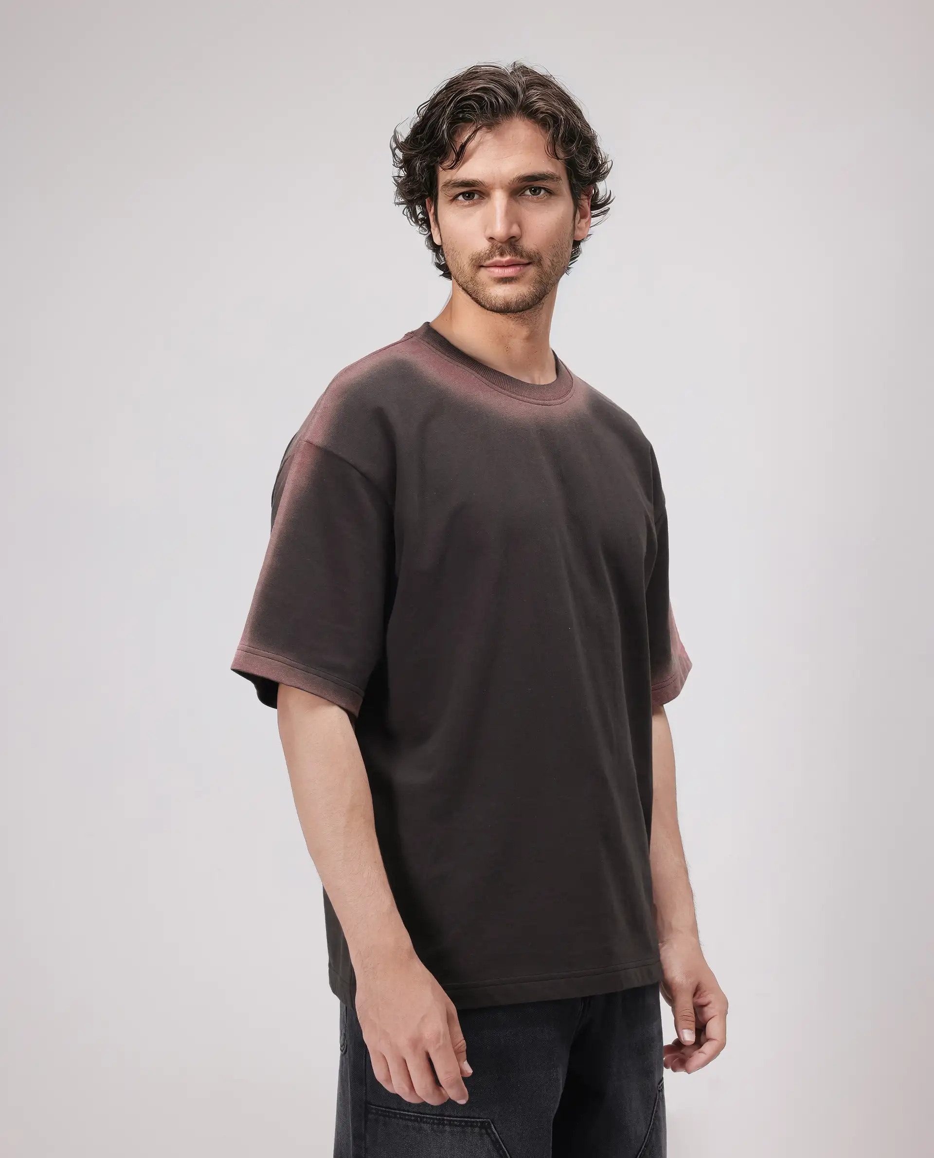 Rare Rabbit Men's Oako Dark Brown Cotton Hd Print Oversized Fit Half Sleeve Crew Neck T-Shirt - Image 7
