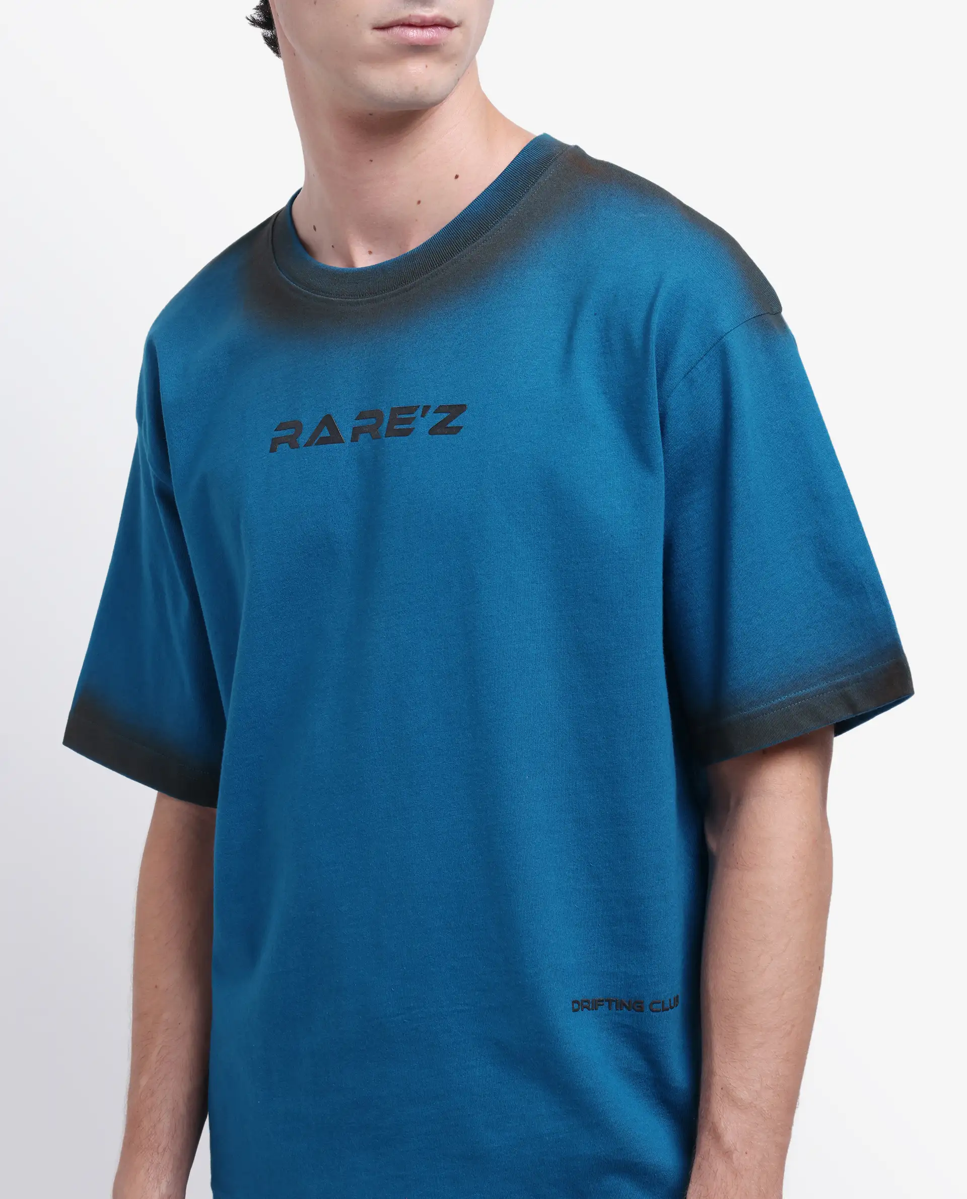 Rare Rabbit Men's Oakoe Petrol Cotton Graphic Print Oversized Fit Half Sleeve Crew Neck T-Shirt - Image 7