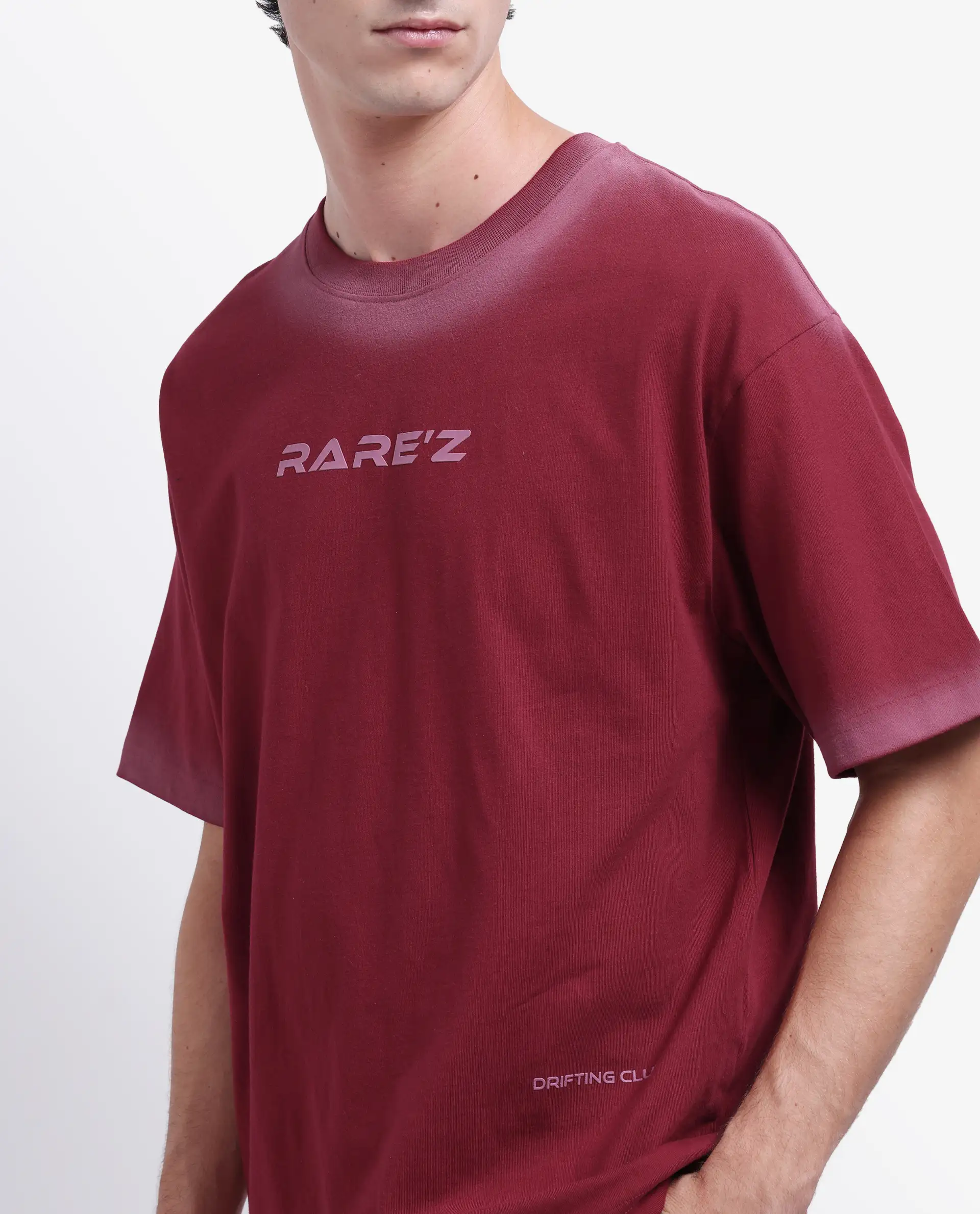 Rare Rabbit Men's Oakoe Dark Red Cotton Graphic Print Oversized Fit Half Sleeve Crew Neck T-Shirt - Image 6