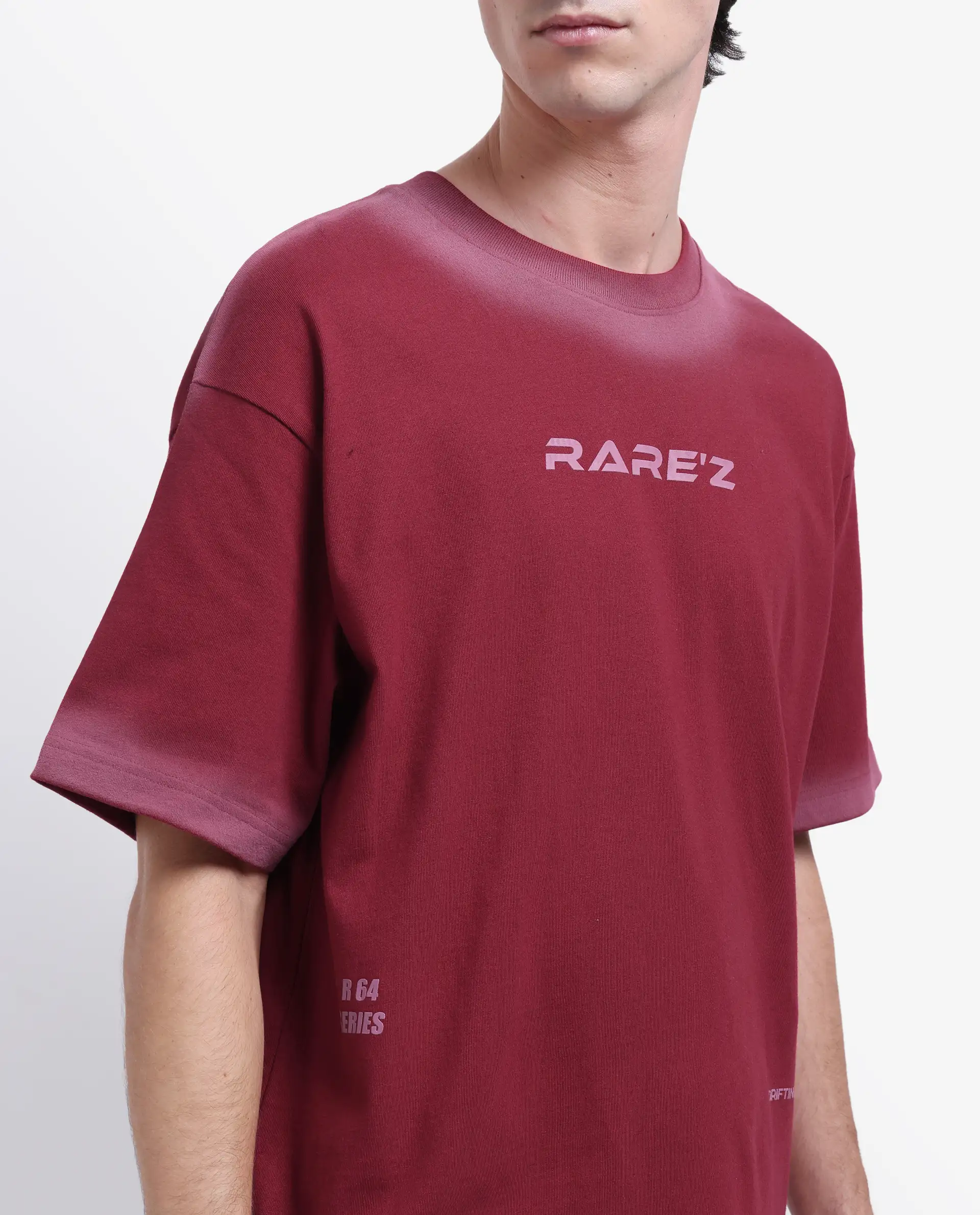 Rare Rabbit Men's Oakoe Dark Red Cotton Graphic Print Oversized Fit Half Sleeve Crew Neck T-Shirt - Image 7