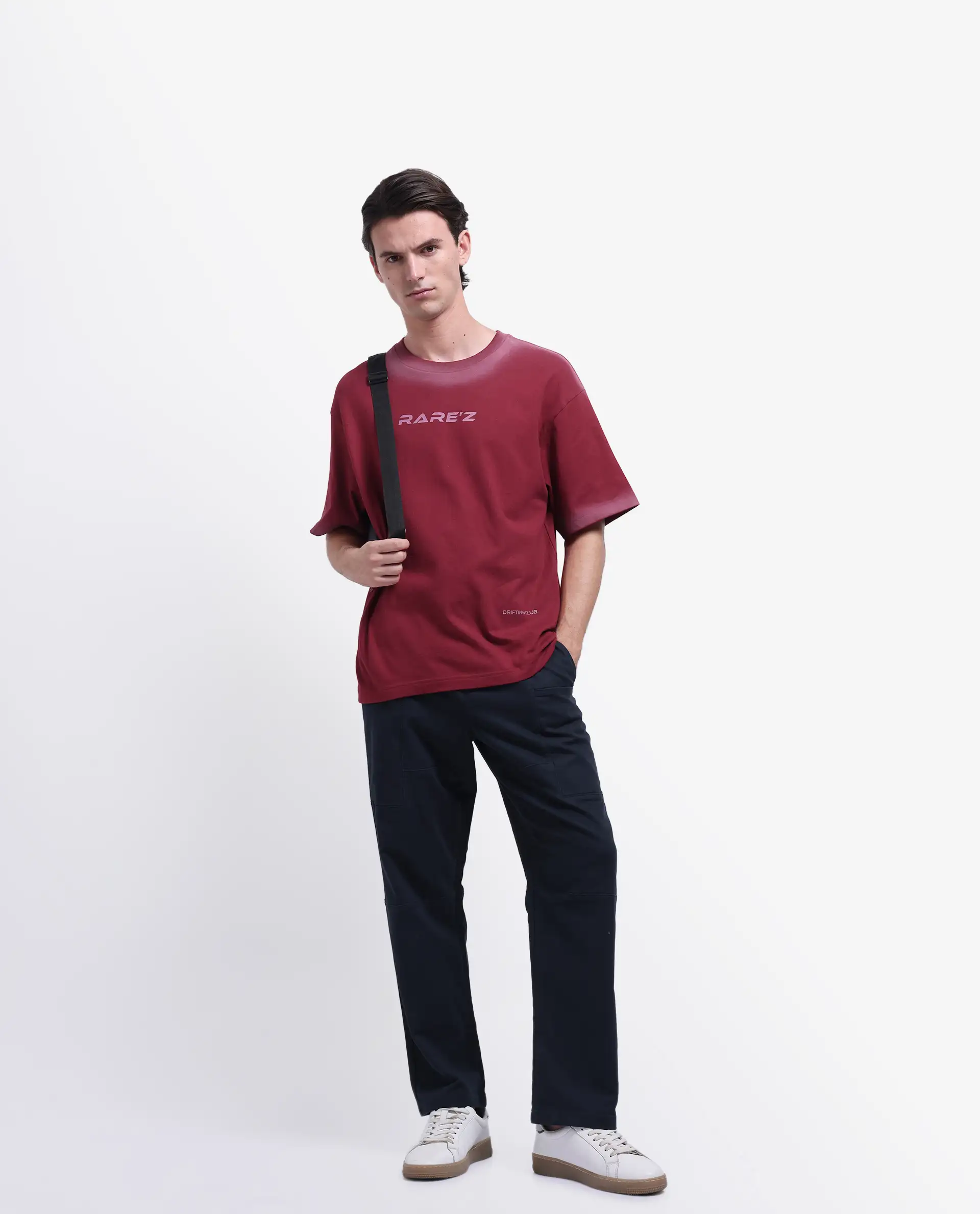 Rare Rabbit Men's Oakoe Dark Red Cotton Graphic Print Oversized Fit Half Sleeve Crew Neck T-Shirt - Image 8