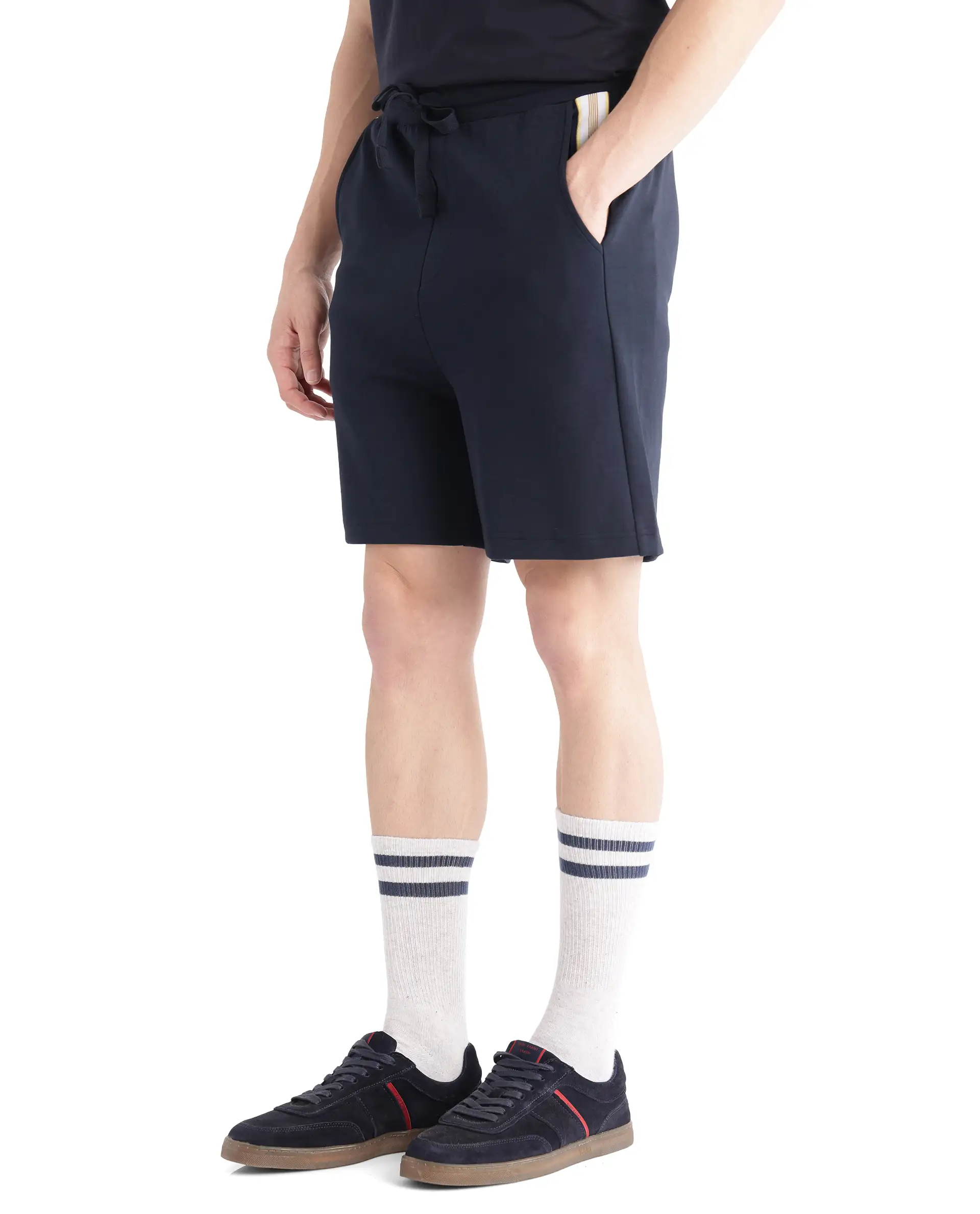 Rare Rabbit Men's Obl Navy Cotton Blend Plain Relaxed Fit Shorts - Image 7