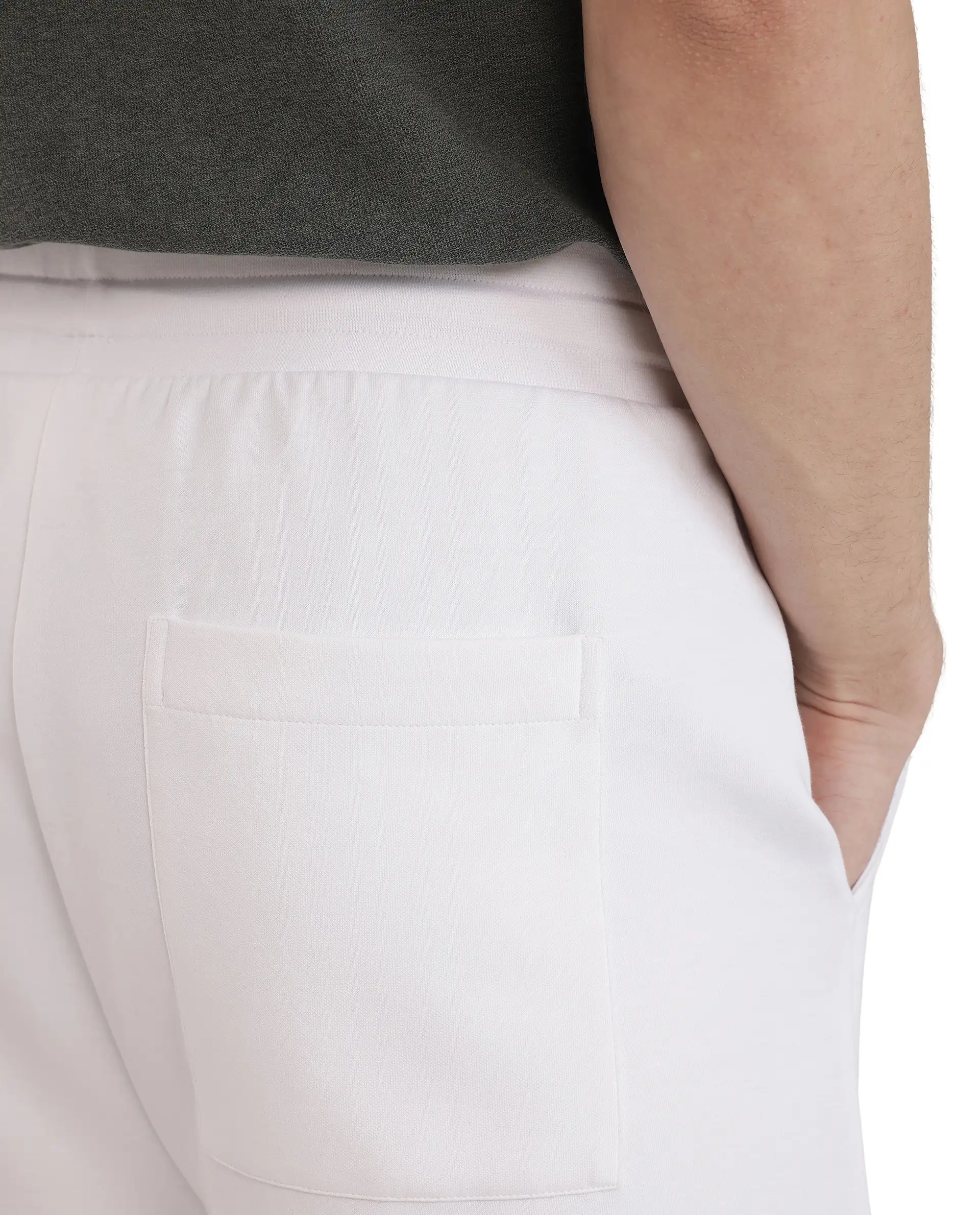 Rare Rabbit Men's Obl White Cotton Blend Plain Relaxed Fit Shorts - Image 8