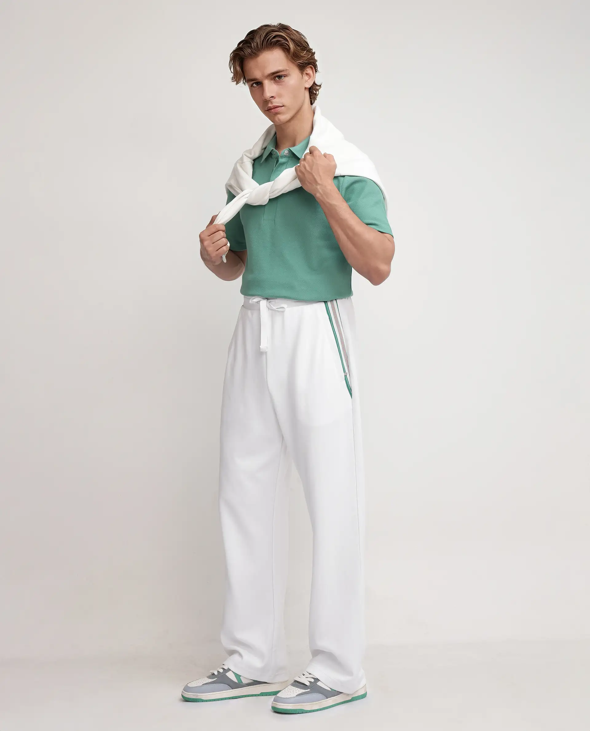 Rare Rabbit Men's Oblic White Cotton Blend Plain Relaxed Fit Track Pant - Image 2