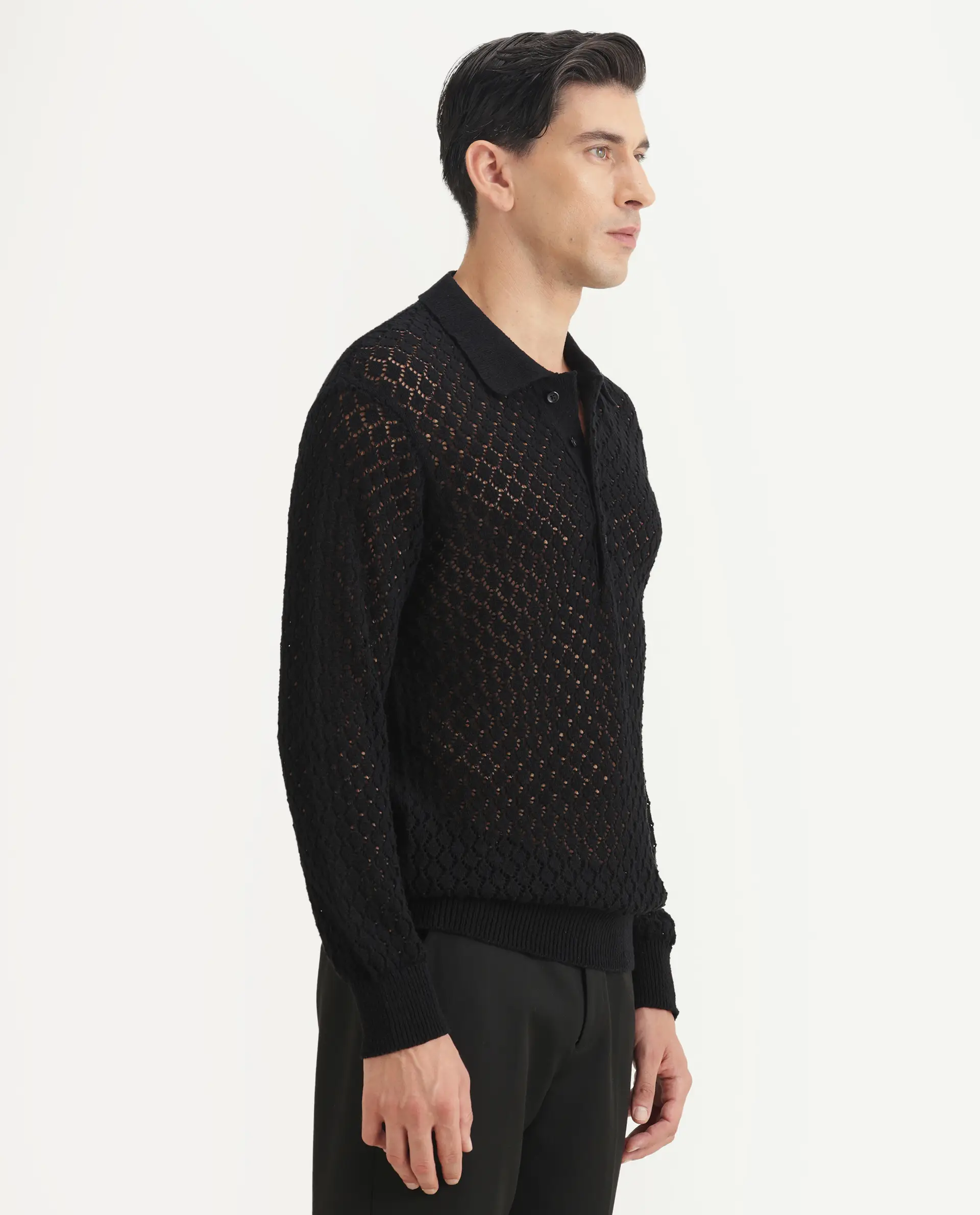 Rare Rabbit Men's Ocon Black Cotton Blend Fabric Collared Neck Regular Fit Geometric Print Polo - Image 5