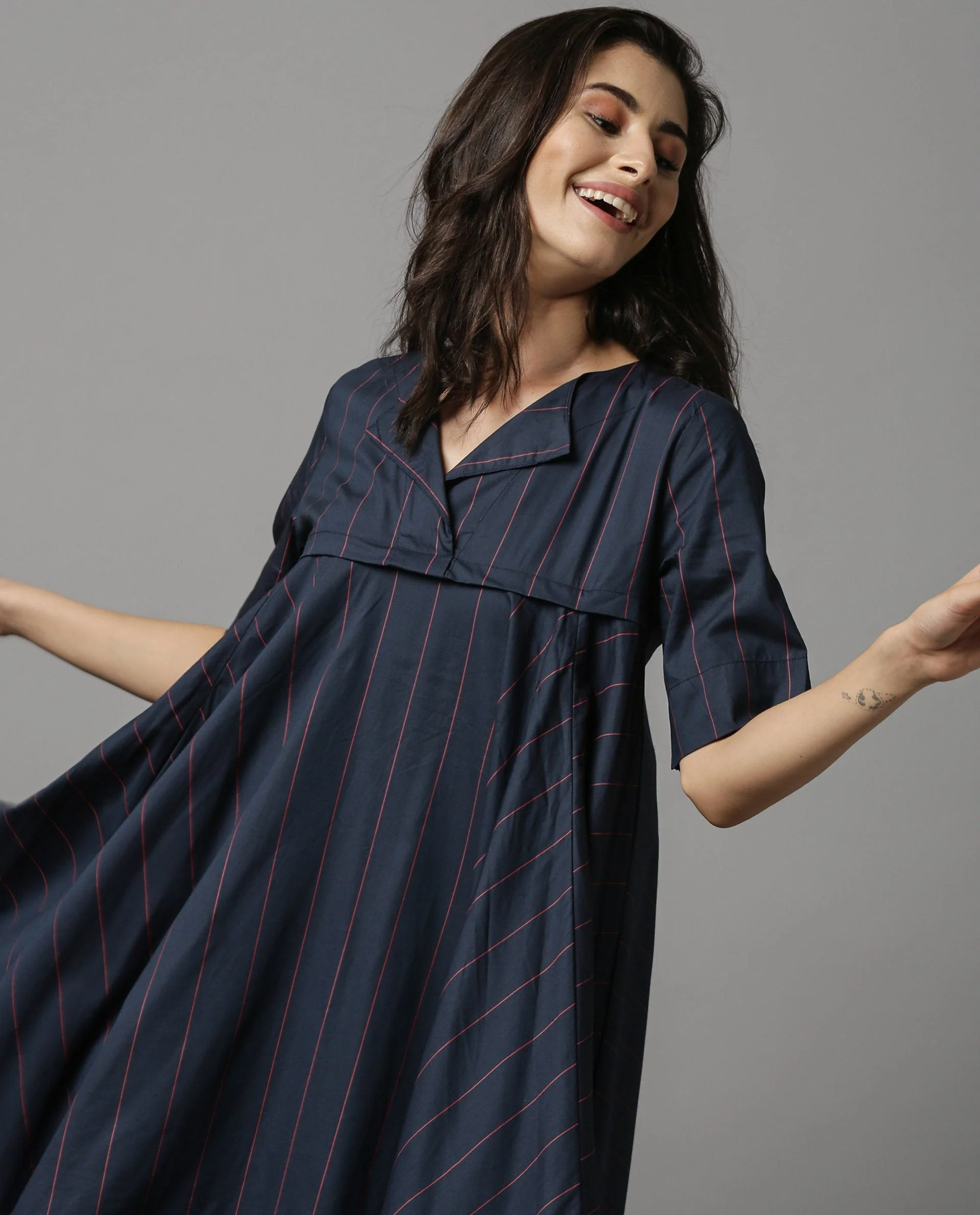 Rareism Women 45200 Navy Dress Short Sleeves - Image 3