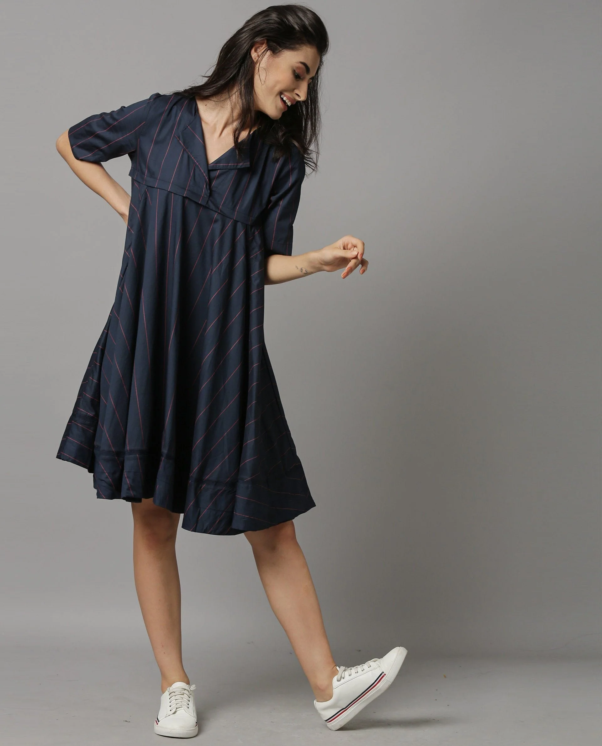 Rareism Women 45200 Navy Dress Short Sleeves - Image 5