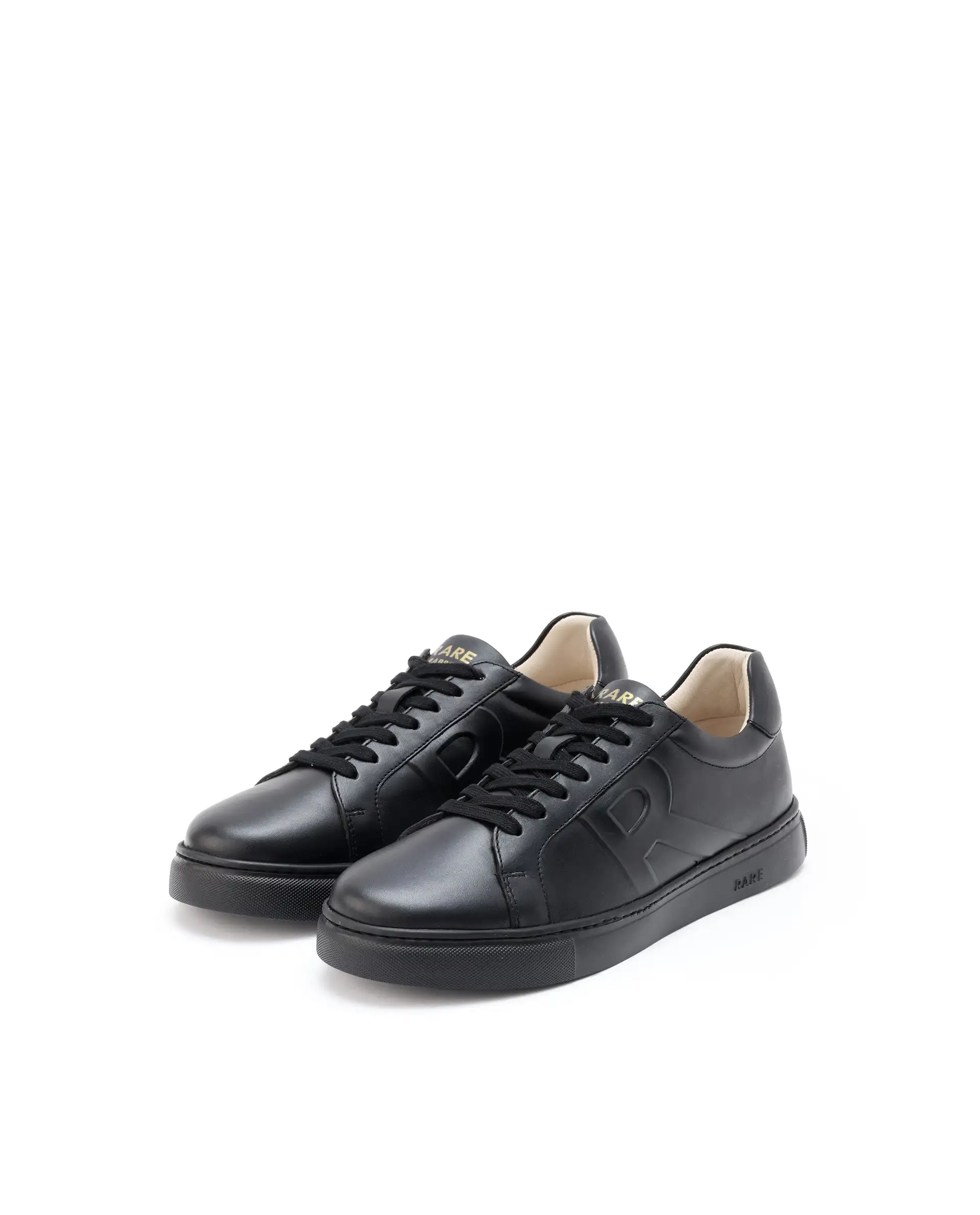 Rare Rabbit Men's Odessa Black Genuine Leather Round Toe Low-Top Lace-Up Monochromatic Sneaker - Image 3