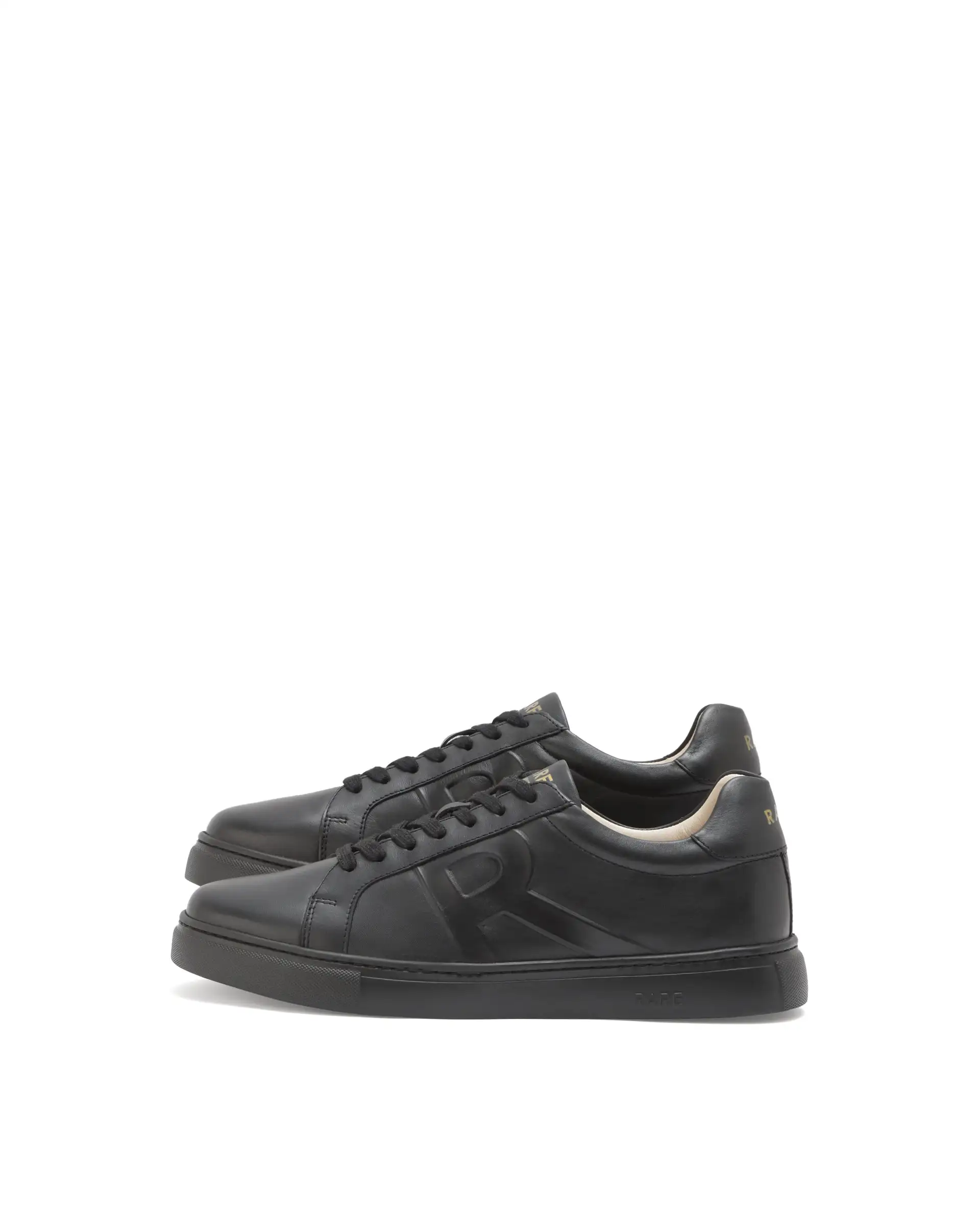 Rare Rabbit Men's Odessa Black Genuine Leather Round Toe Low-Top Lace-Up Monochromatic Sneaker - Image 5