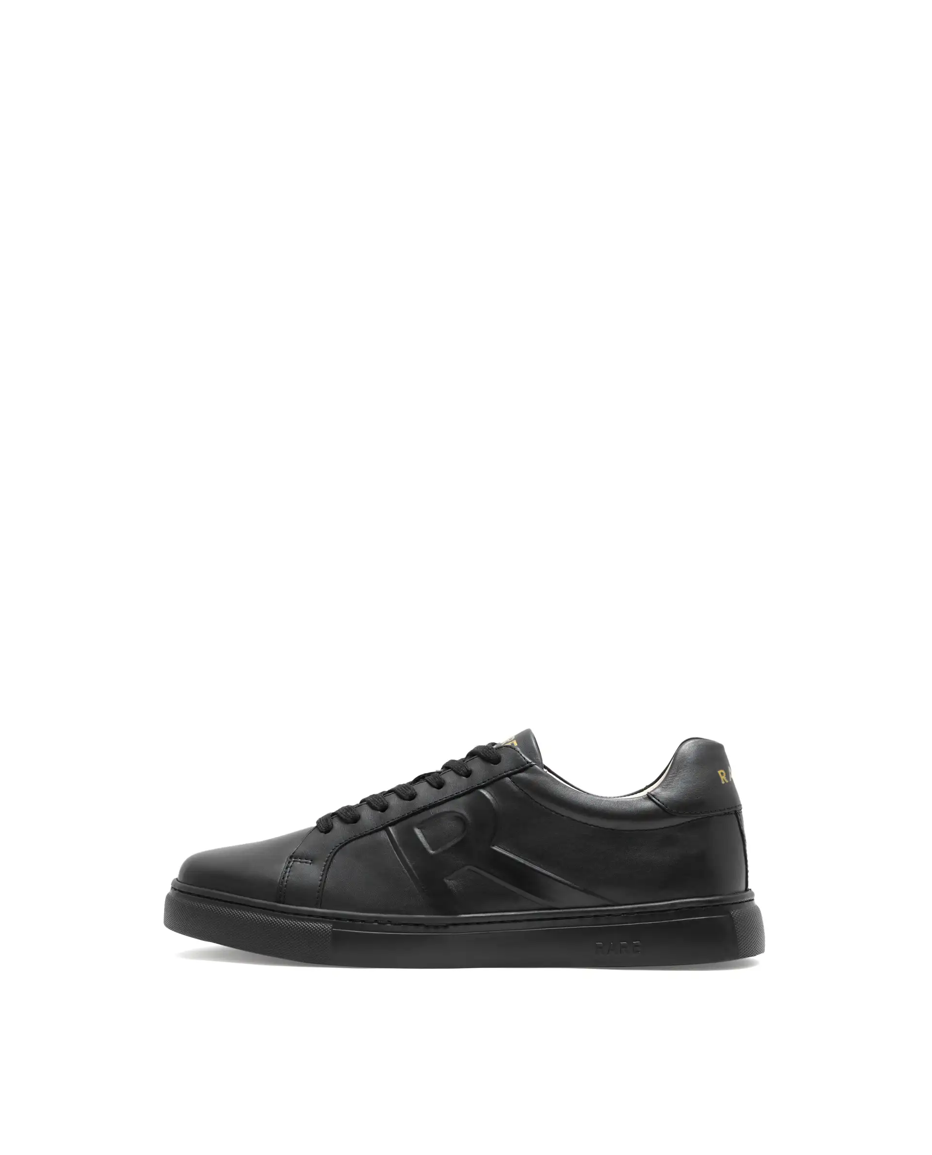 Rare Rabbit Men's Odessa Black Genuine Leather Round Toe Low-Top Lace-Up Monochromatic Sneaker - Image 8