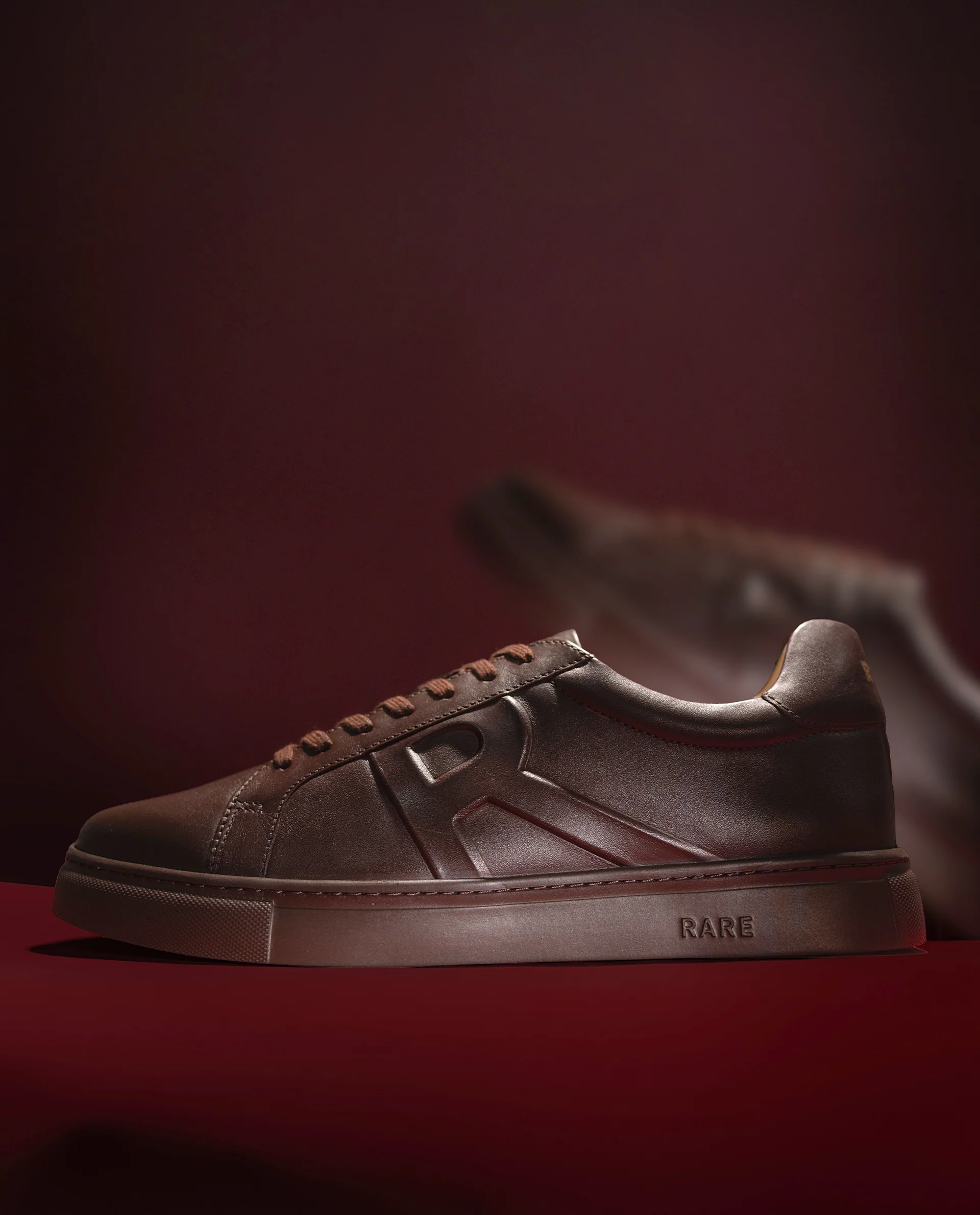 Rare Rabbit Men's Odessa Dark Brown Genuine Leather Round Toe Low-Top Lace-Up Monochromatic Sneaker - Image 2