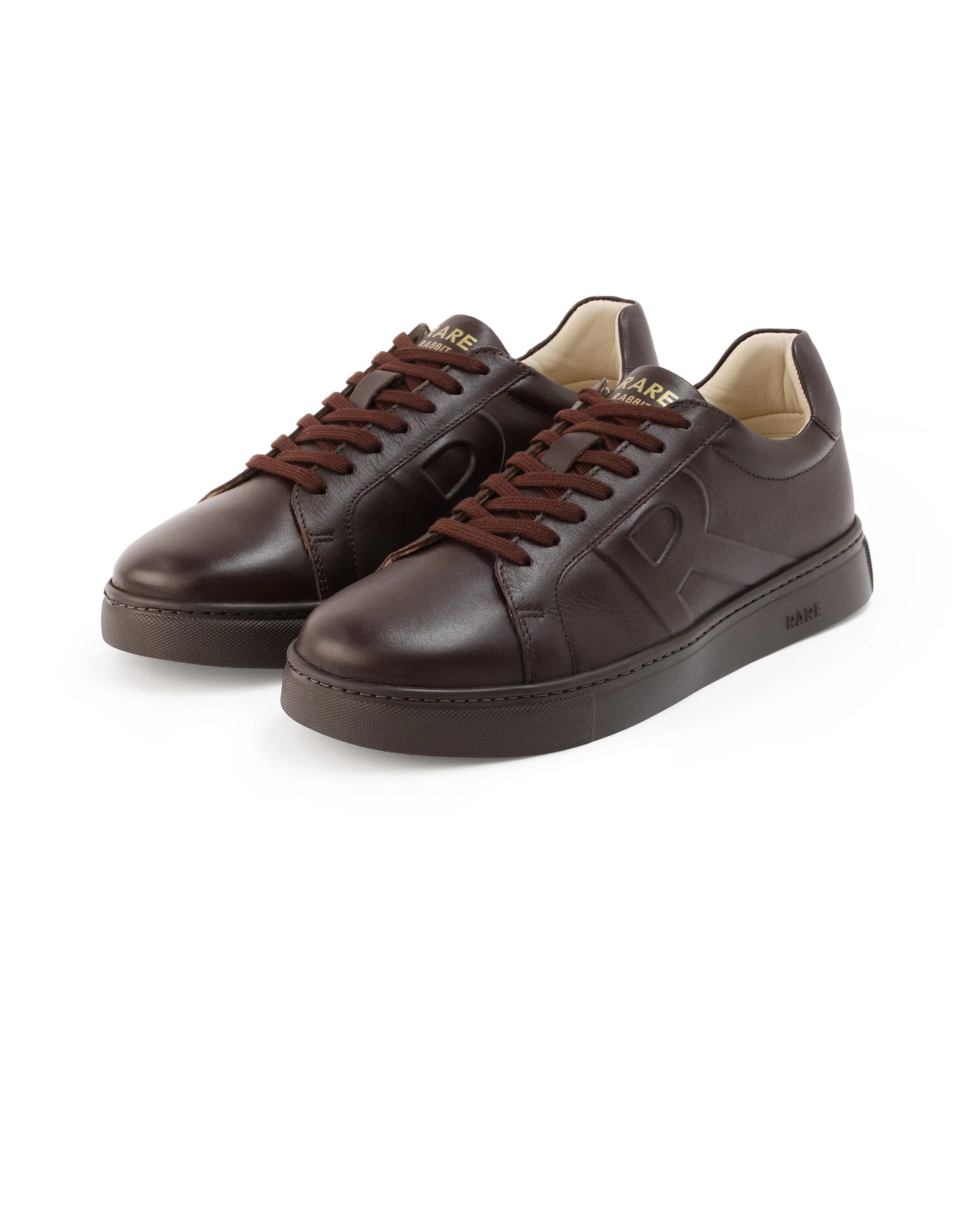 Rare Rabbit Men's Odessa Dark Brown Genuine Leather Round Toe Low-Top Lace-Up Monochromatic Sneaker - Image 3