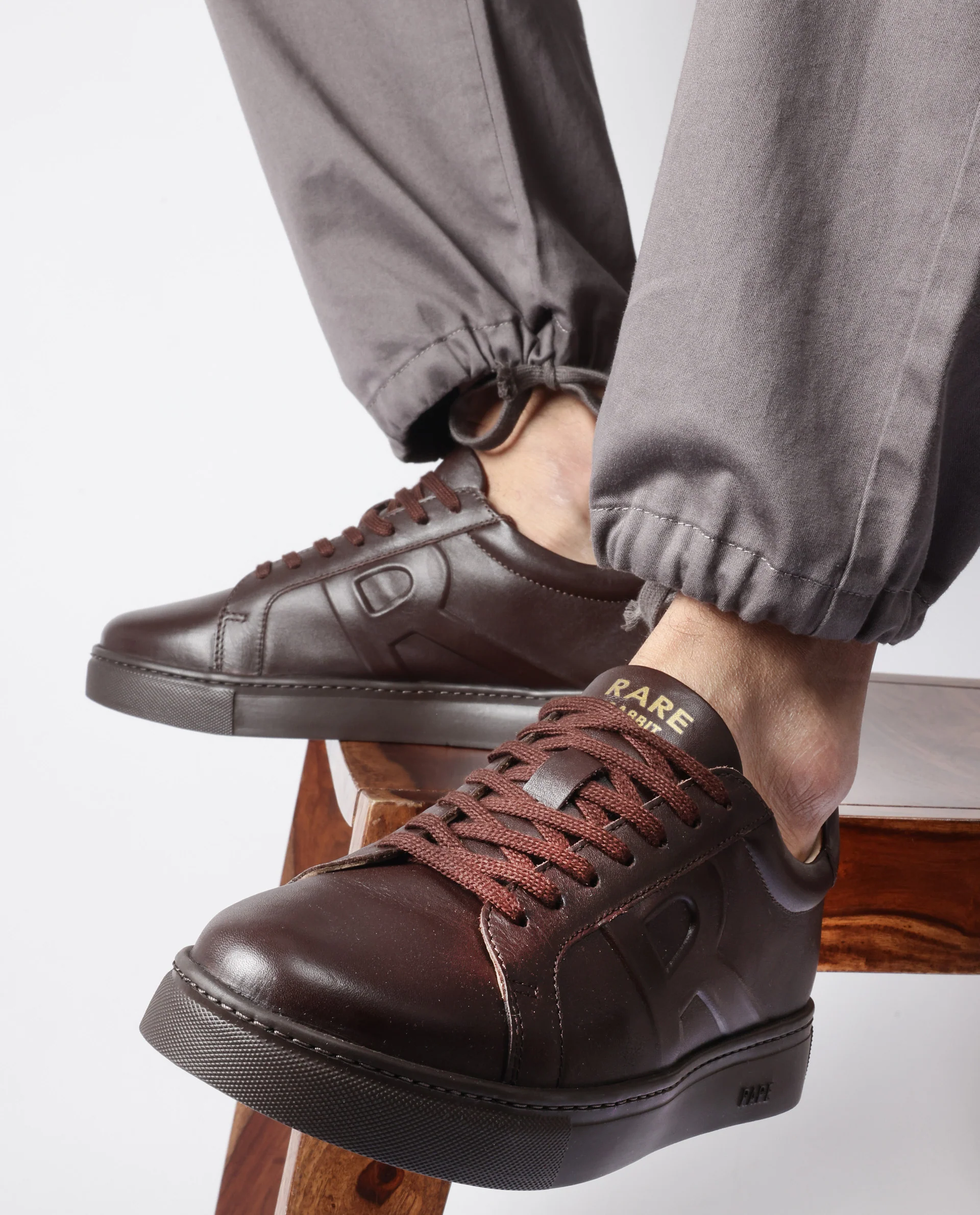 Rare Rabbit Men's Odessa Dark Brown Genuine Leather Round Toe Low-Top Lace-Up Monochromatic Sneaker - Image 8