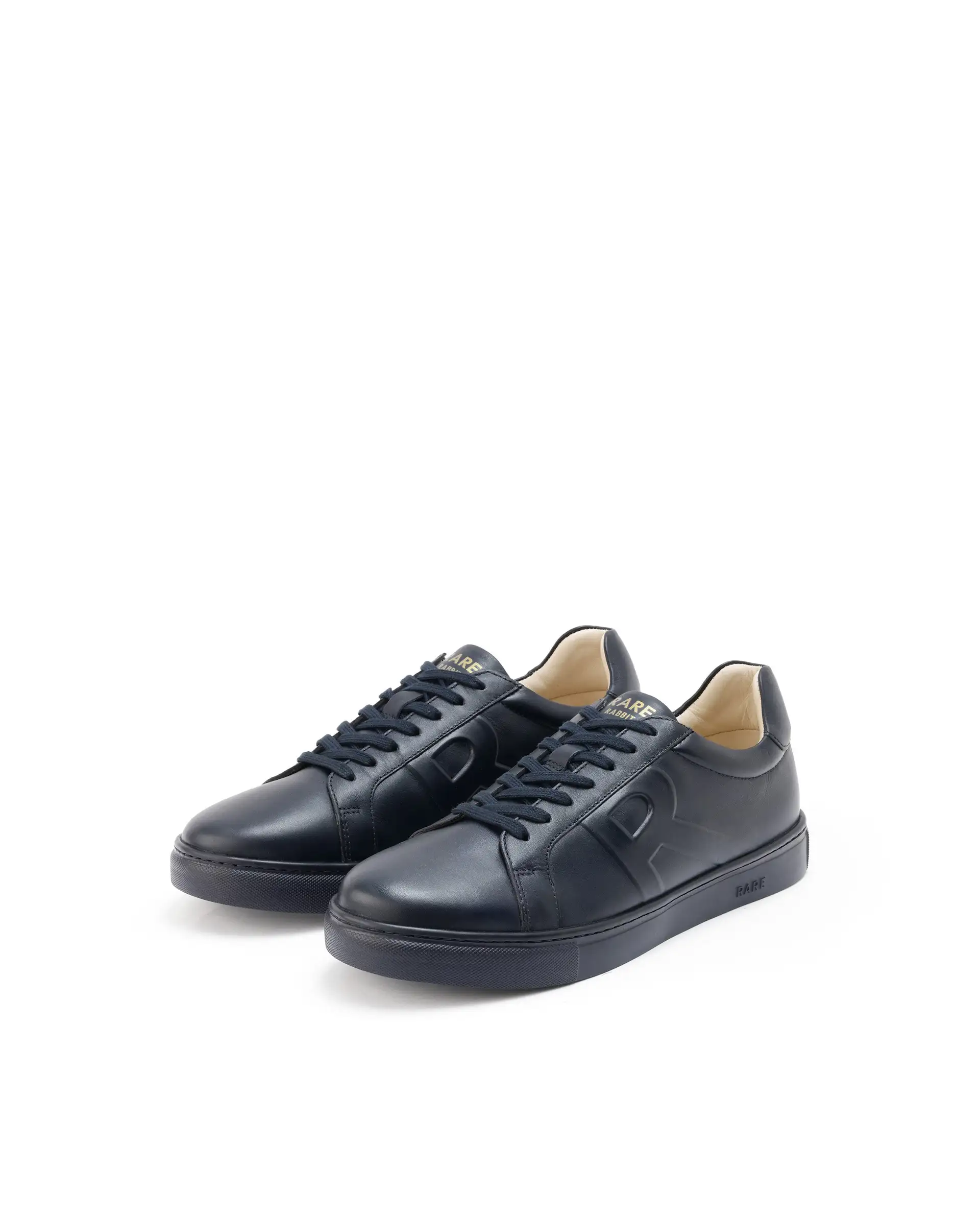 Rare Rabbit Men's Odessa Navy Genuine Leather Round Toe Low-Top Lace-Up Monochromatic Sneaker - Image 3