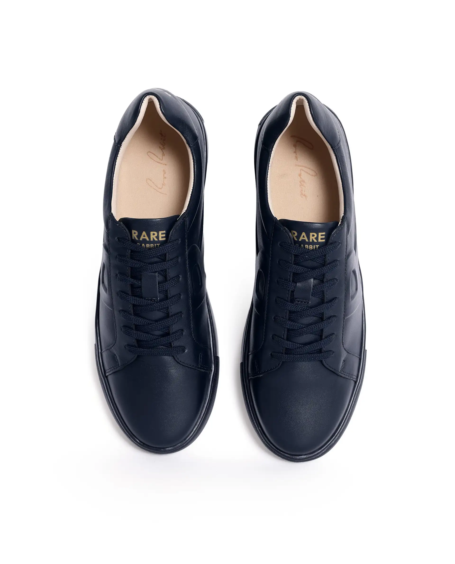 Rare Rabbit Men's Odessa Navy Genuine Leather Round Toe Low-Top Lace-Up Monochromatic Sneaker - Image 4