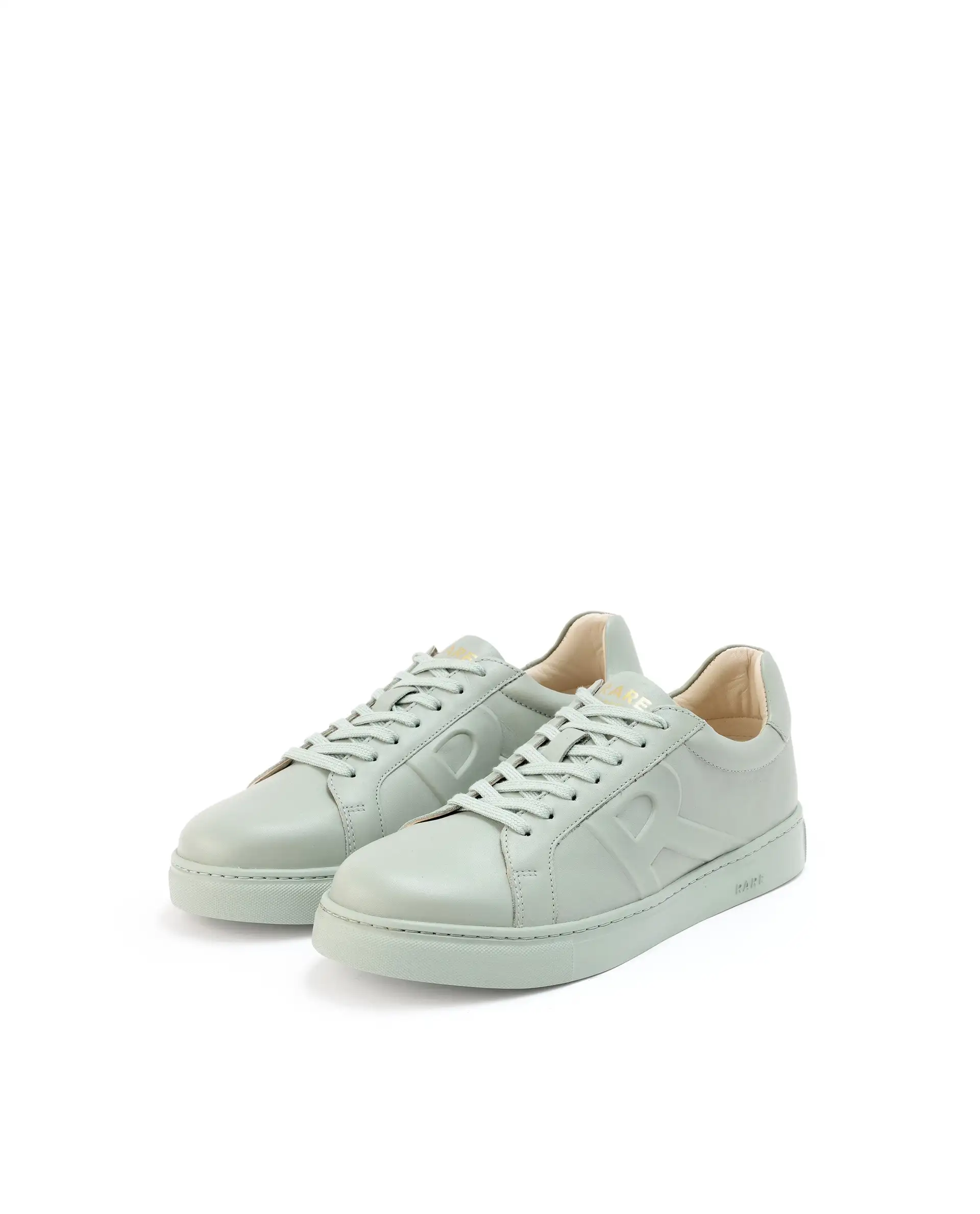Rare Rabbit Men's Odessa Pastel Sage Genuine Leather Round Toe Low-Top Lace-Up Monochromatic Sneaker - Image 3