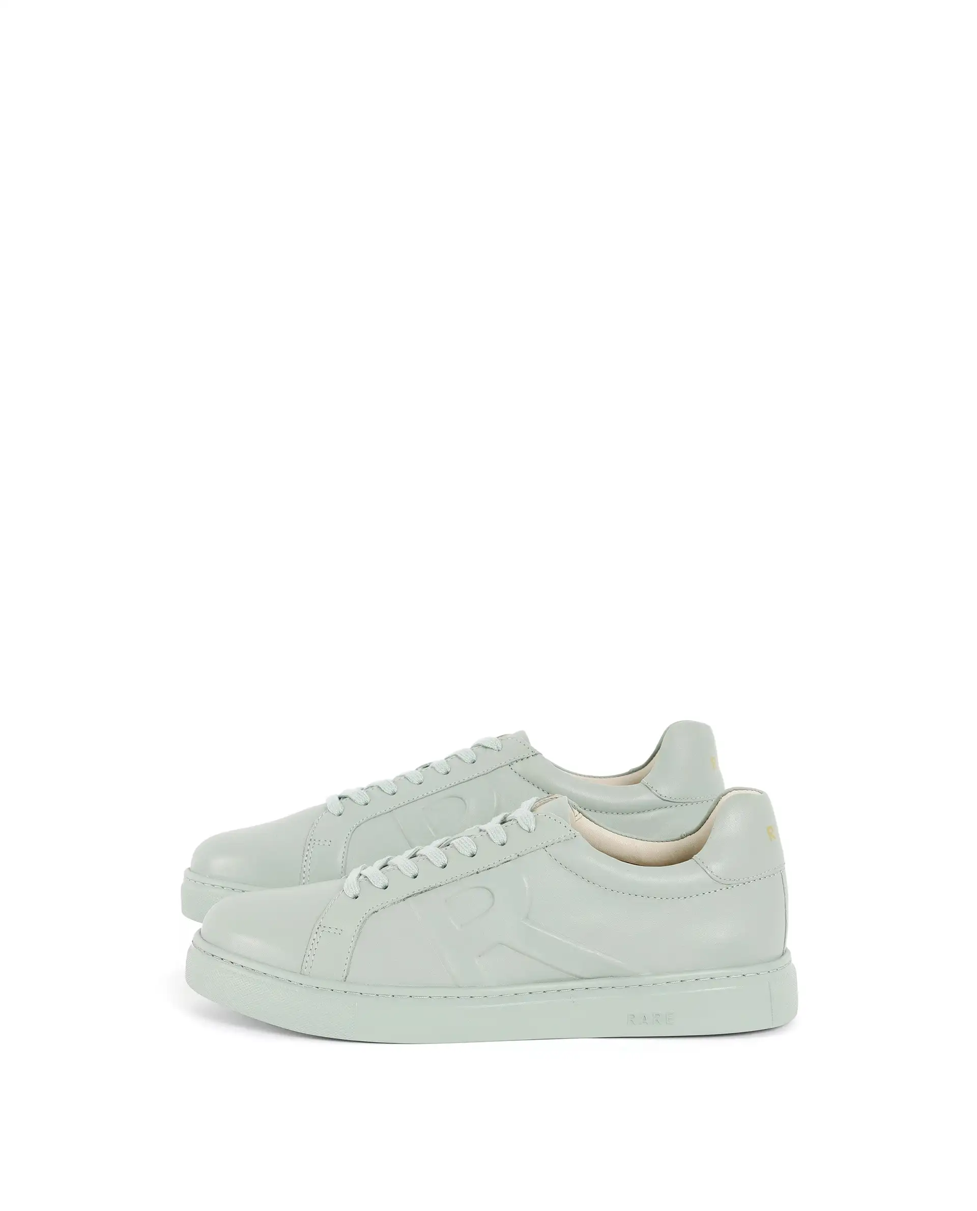 Rare Rabbit Men's Odessa Pastel Sage Genuine Leather Round Toe Low-Top Lace-Up Monochromatic Sneaker - Image 5