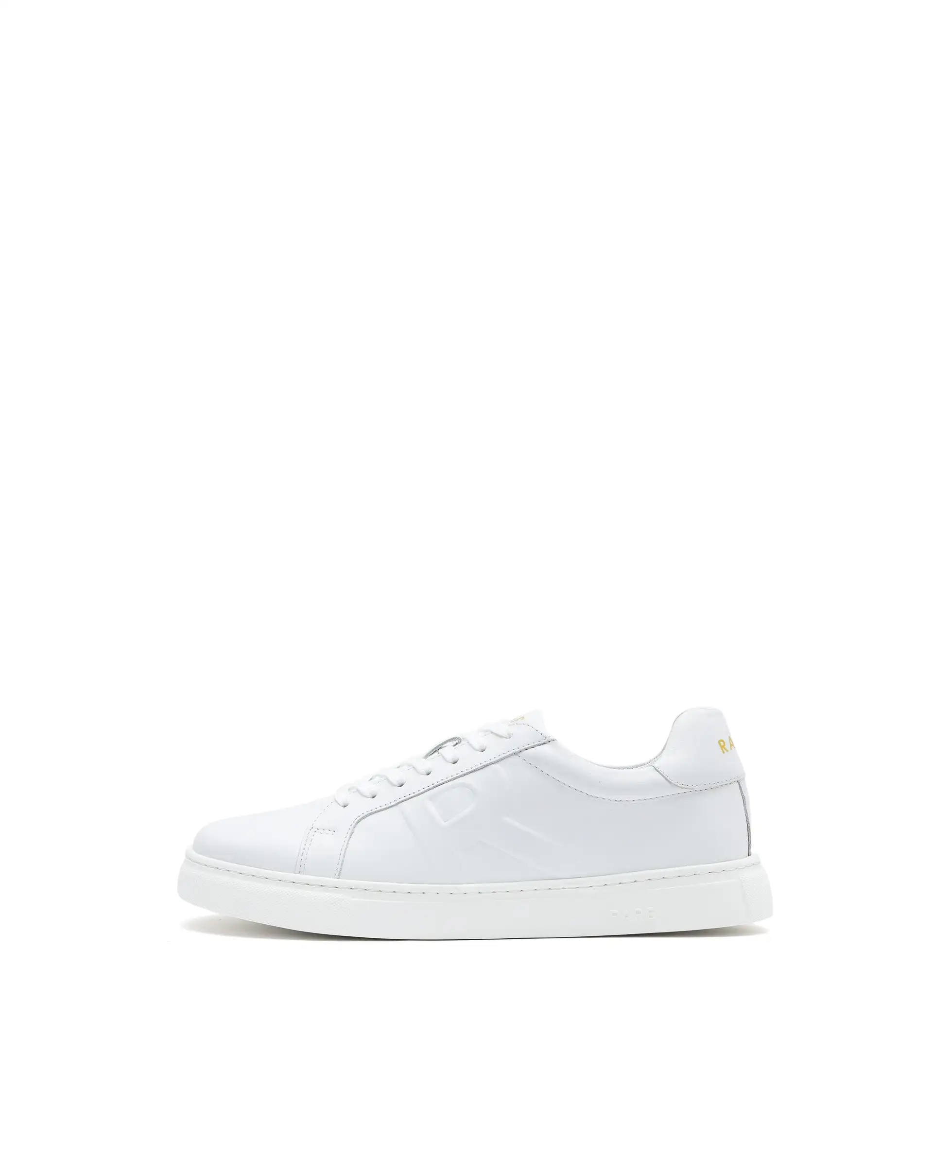 Rare Rabbit Men's Odessa White Genuine Leather Round Toe Low-Top Lace-Up Monochromatic Sneaker