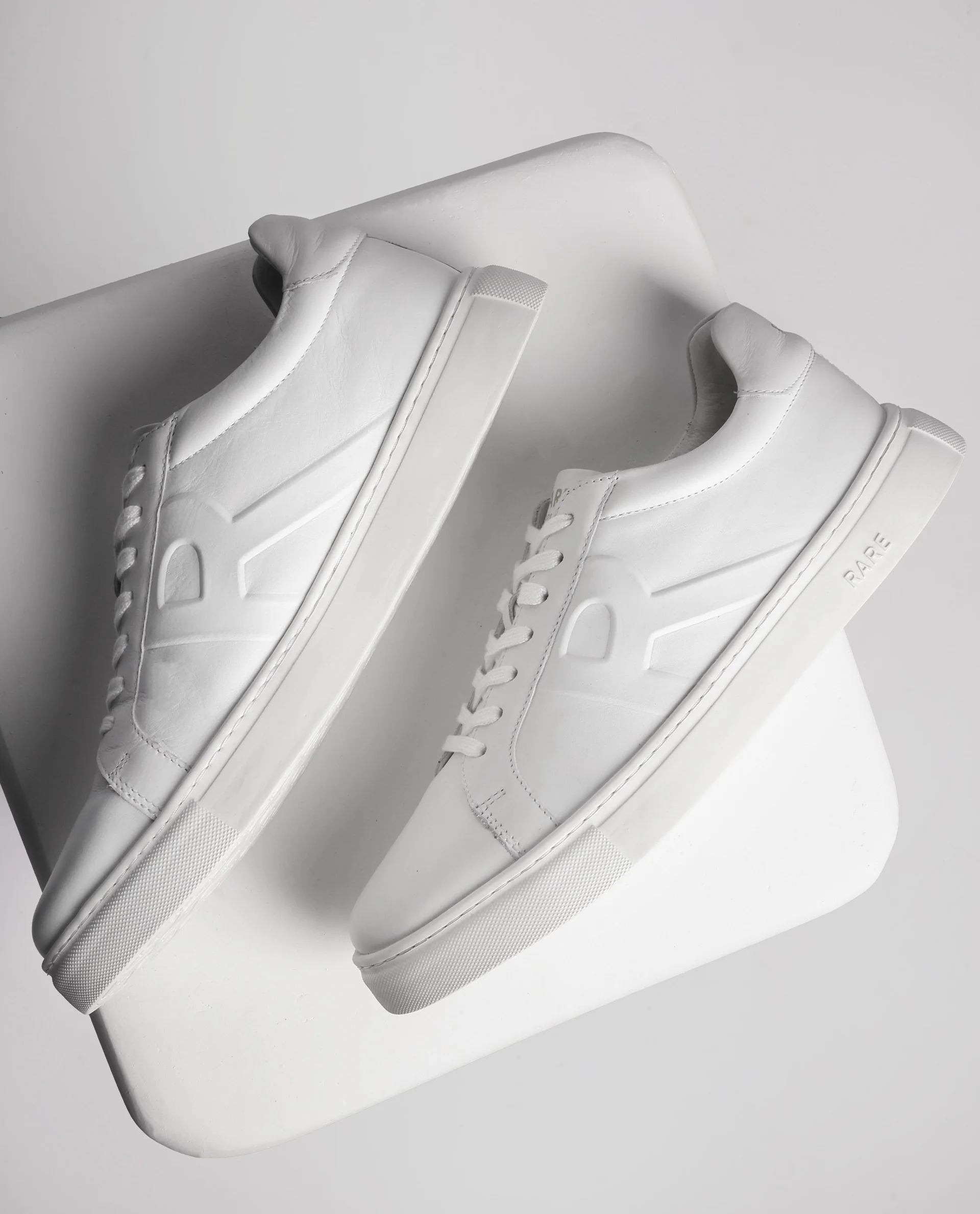 Rare Rabbit Men's Odessa White Genuine Leather Round Toe Low-Top Lace-Up Monochromatic Sneaker - Image 2