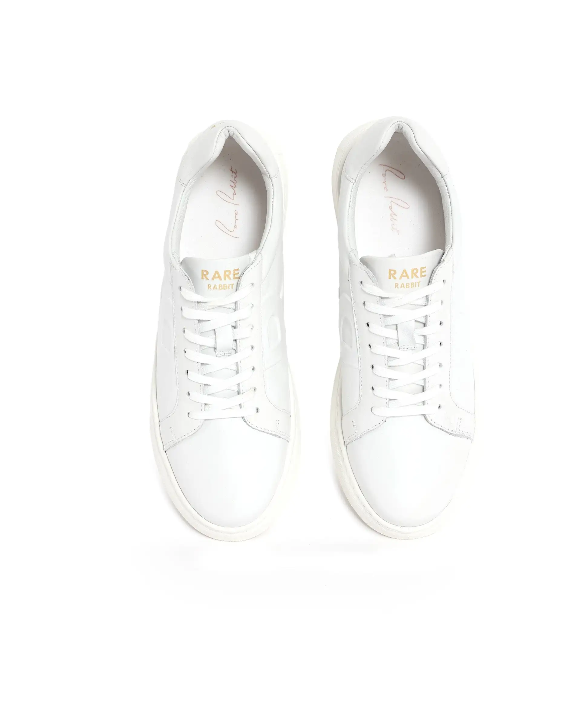 Rare Rabbit Men's Odessa White Genuine Leather Round Toe Low-Top Lace-Up Monochromatic Sneaker - Image 4