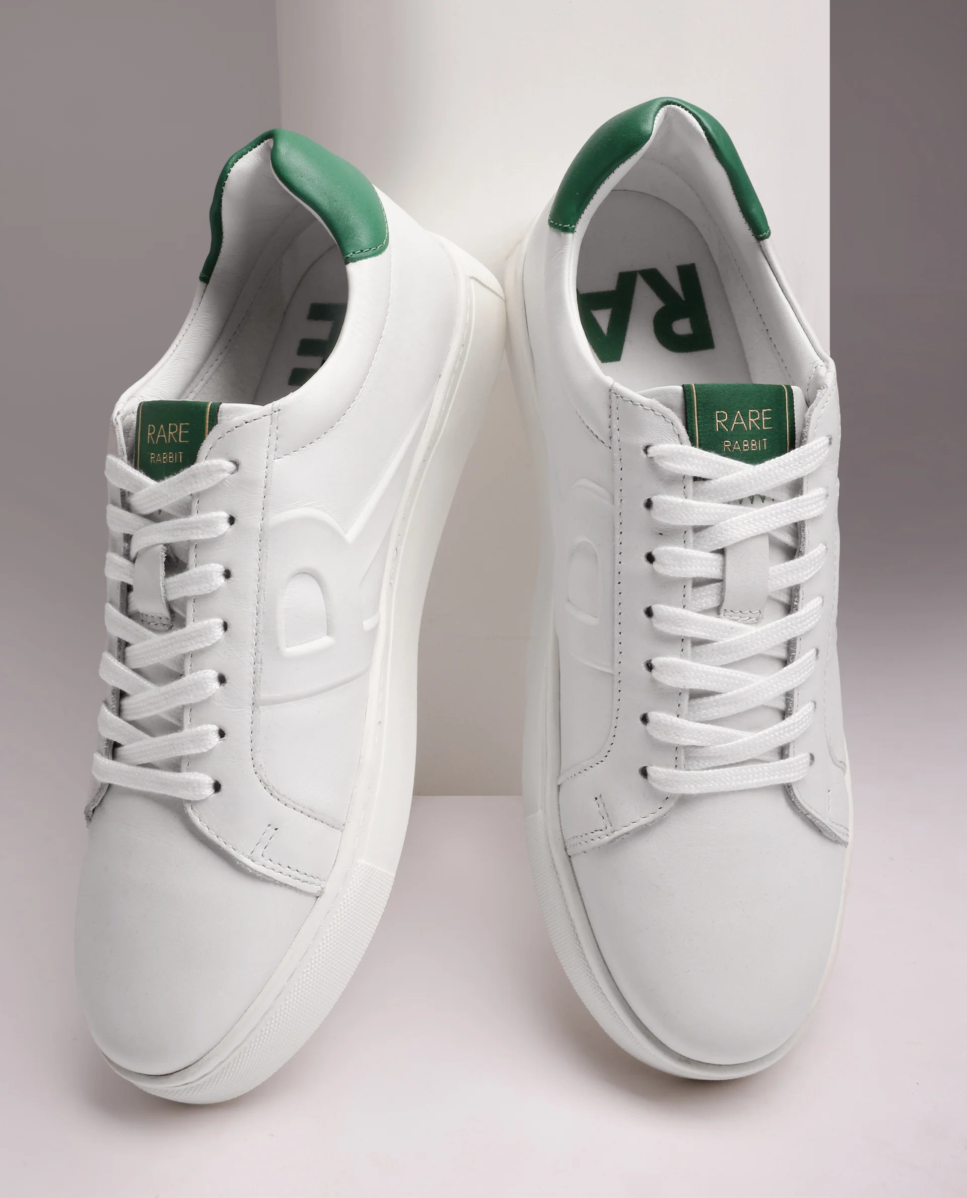 Rare Rabbit Men's Odessa Pro White Genuine Leather Low-Top Lace-Up Sneaker Shoes - Image 2