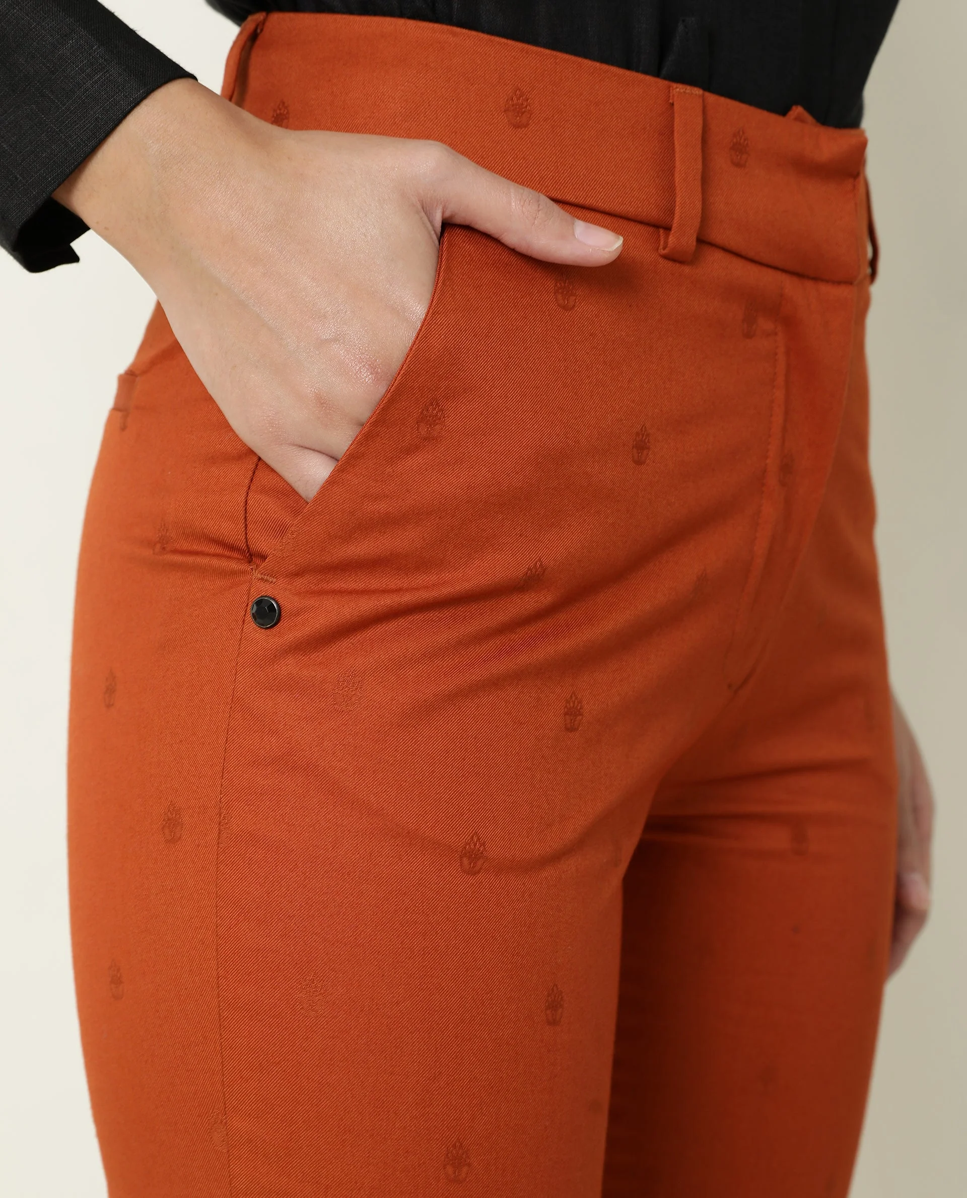 Rareism Women's Odyssey Brown Viscose Plain Ankle Length Tailored Trouser - Image 3