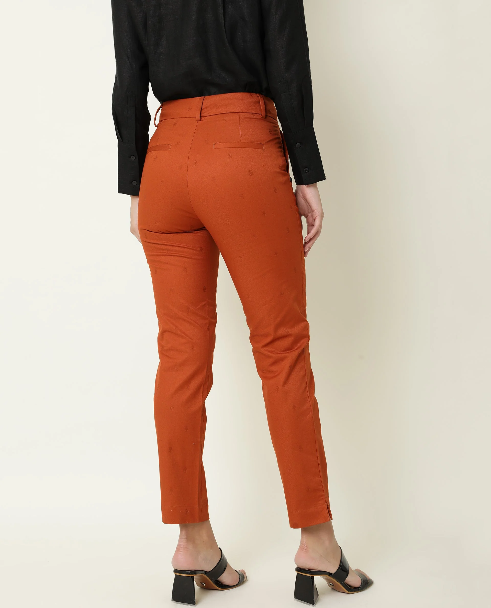 Rareism Women's Odyssey Brown Viscose Plain Ankle Length Tailored Trouser - Image 7