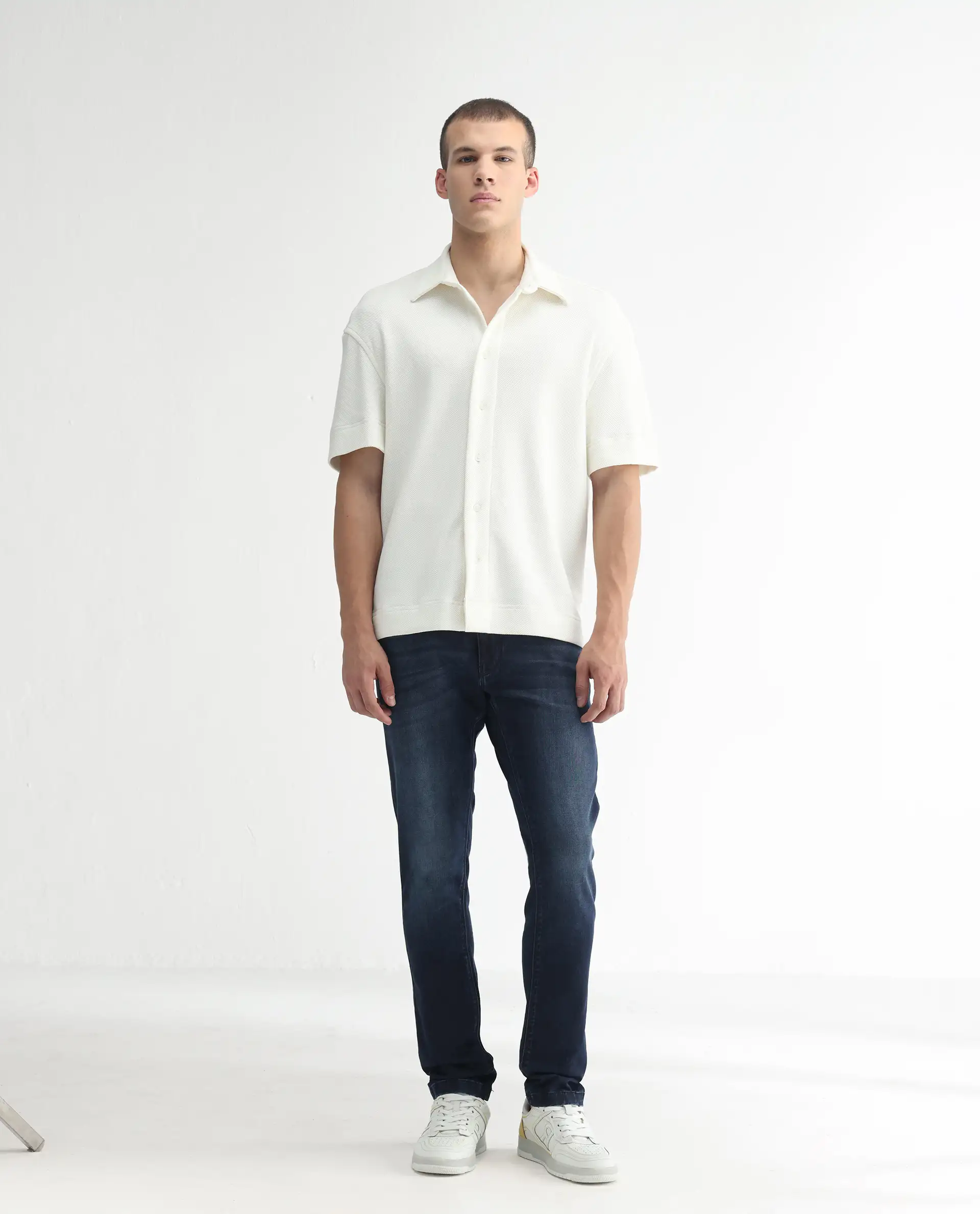 Rare Rabbit Men's Oeko Navy Cotton Plain Hawk Slim Fit Jeans - Image 4