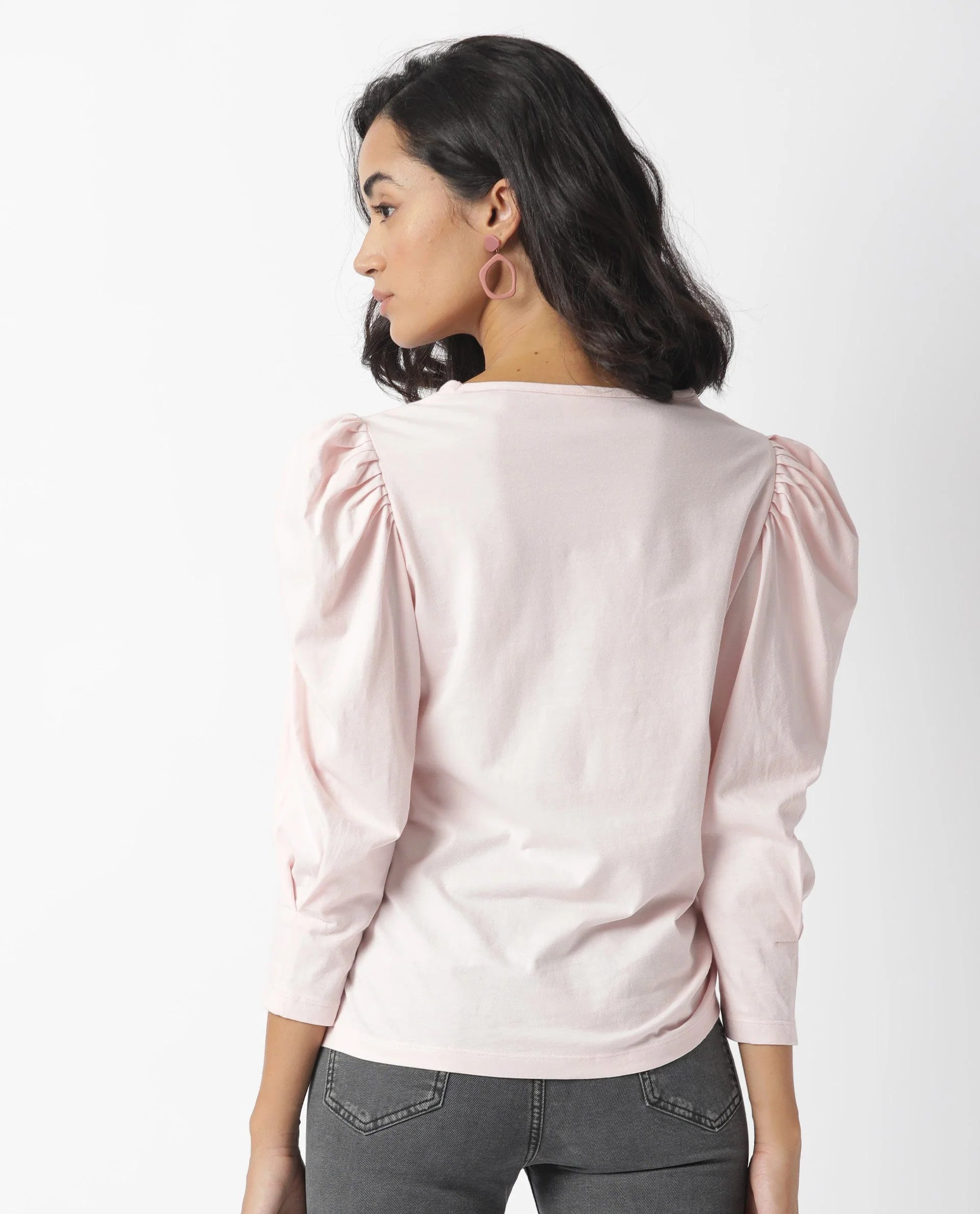 Rareism Women's Ballerina Pink Crew Neck Plain Knee Length Regular Fit Top - Image 7
